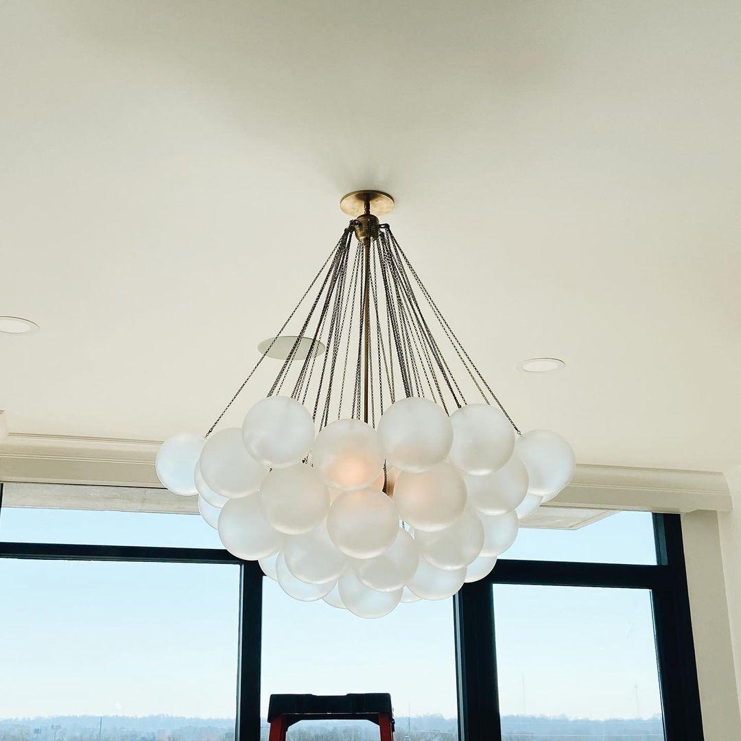 Elegant Crystal Bubble Chandelier - Modern LED Ceiling Light Fixture for Dining Room, Living Room & Bedroom | Energy Saving Home Decor Lighting Solution