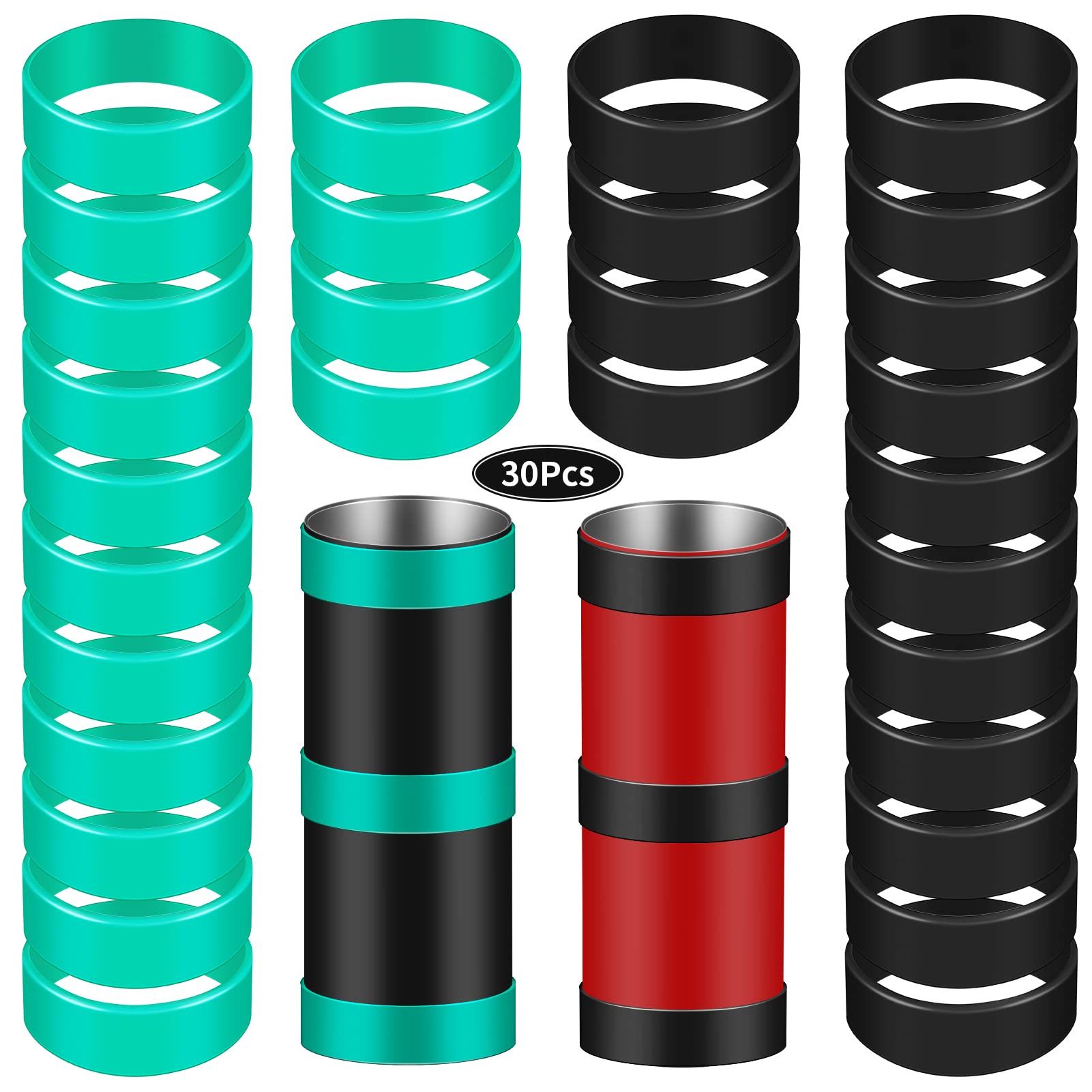 30pcs Silicone Rubber Bands for Sublimation Tumbler Wraps - Heat Resistant Elastic Paper Holder Prevents Ghosting - Perfect for DIY Cup Decoration & Craft Projects