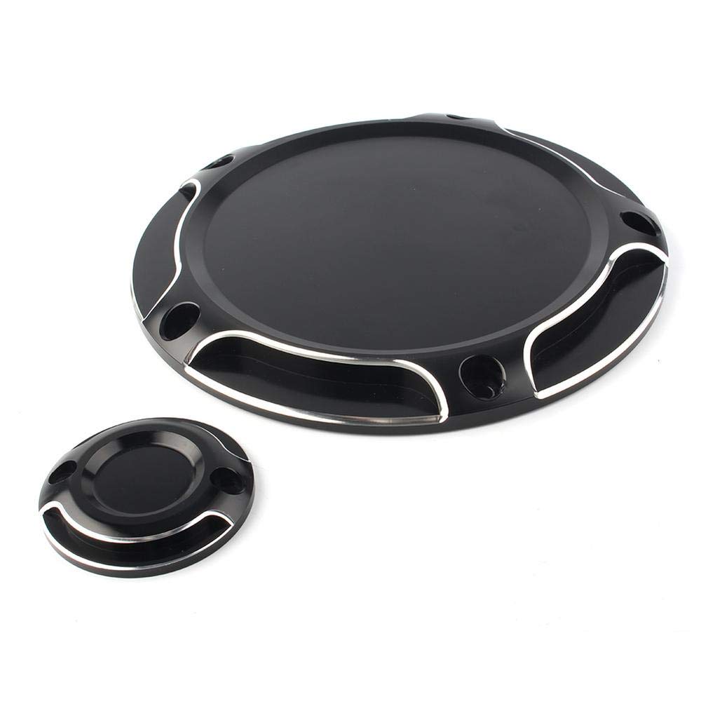 CNC Machined 5-Hole Finned Derby Cover for Harley Davidson Road King & Street Glide FLHX (2014-2018) - Black Motorcycle Timing Cover - Enhances Engine Cooling & Custom Styling for Cruiser Bikes