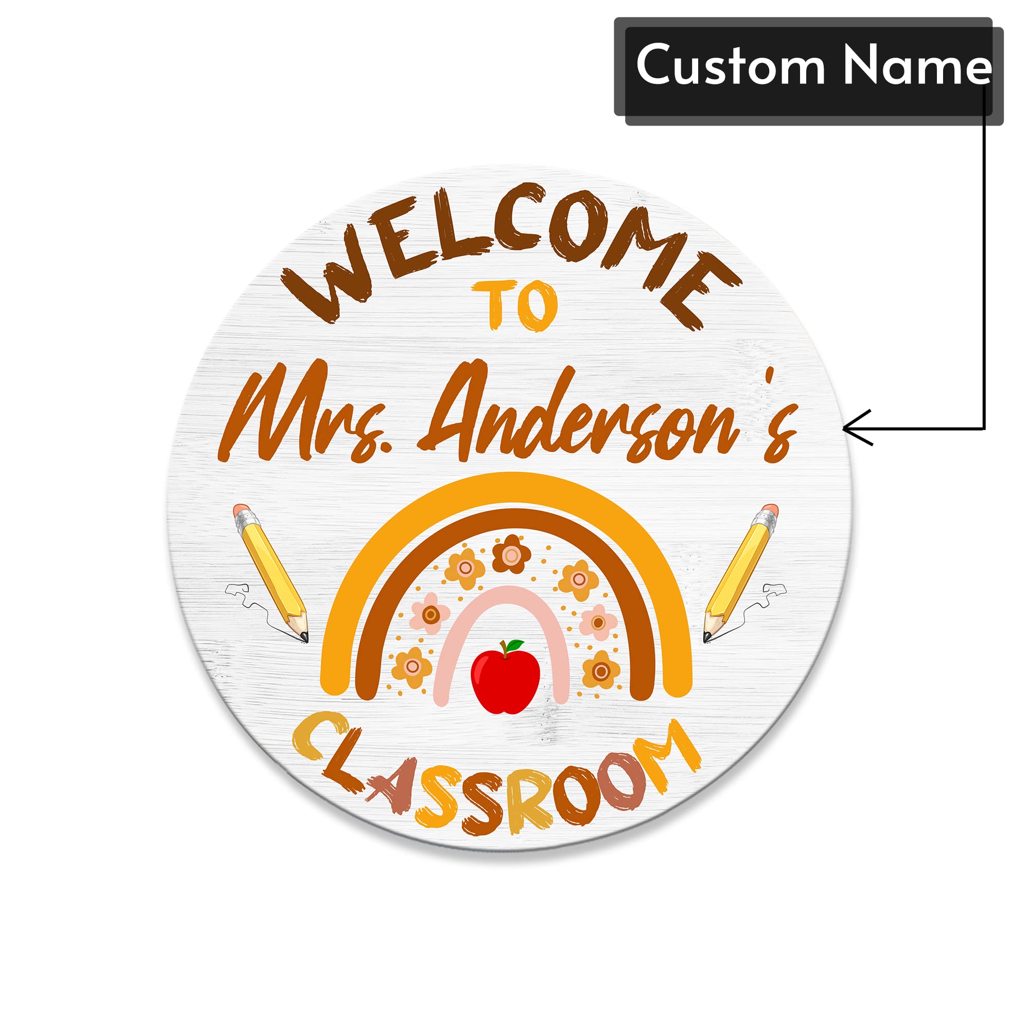 Personalized Teacher Door Sign - Custom Name Plaque for Classroom Decor - Boho Rainbow Style