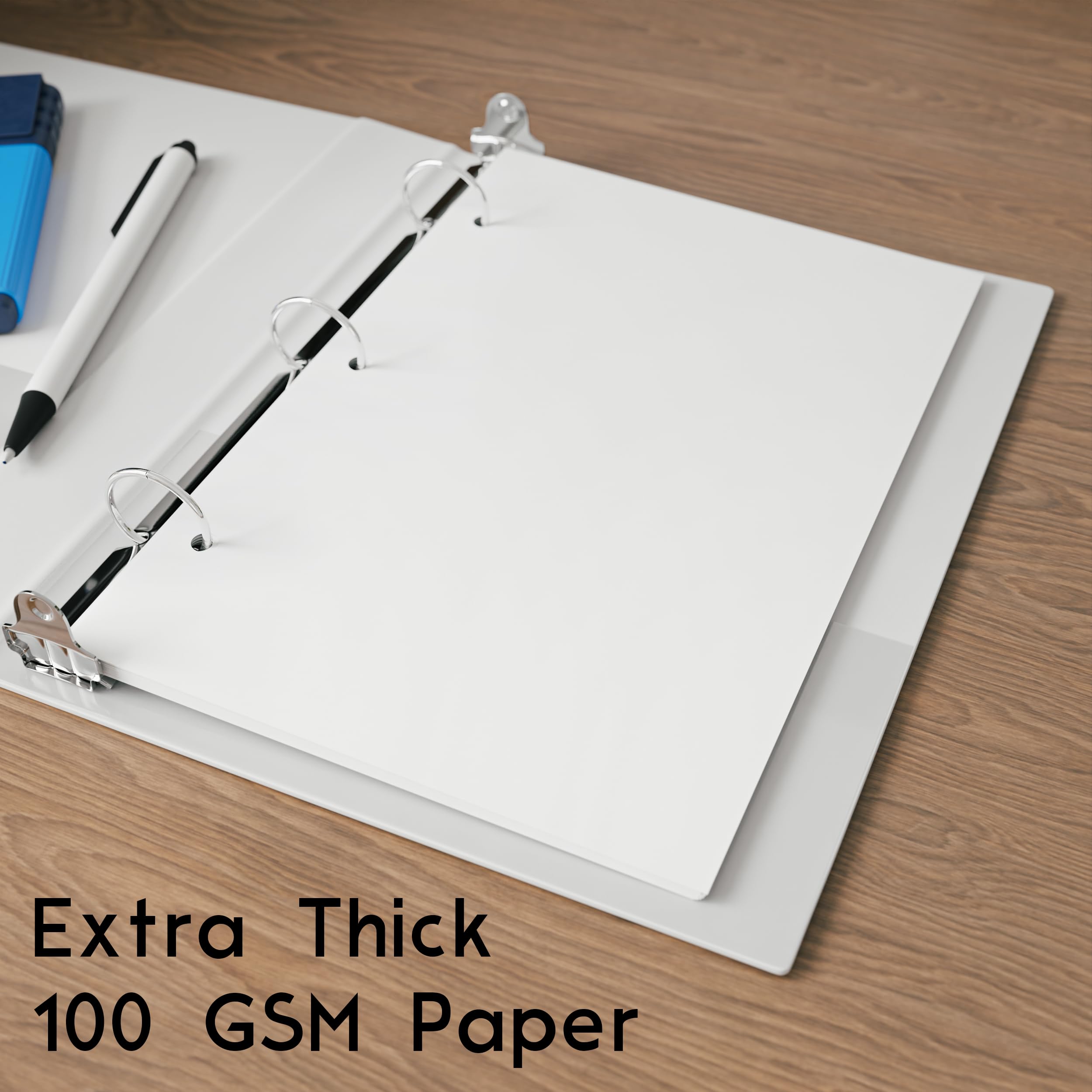 Premium Half Letter Size Blank Paper - 3-Hole Punched 250 Sheets (500 Pages) 100 GSM Printer Paper for Binder Refill - 5.5