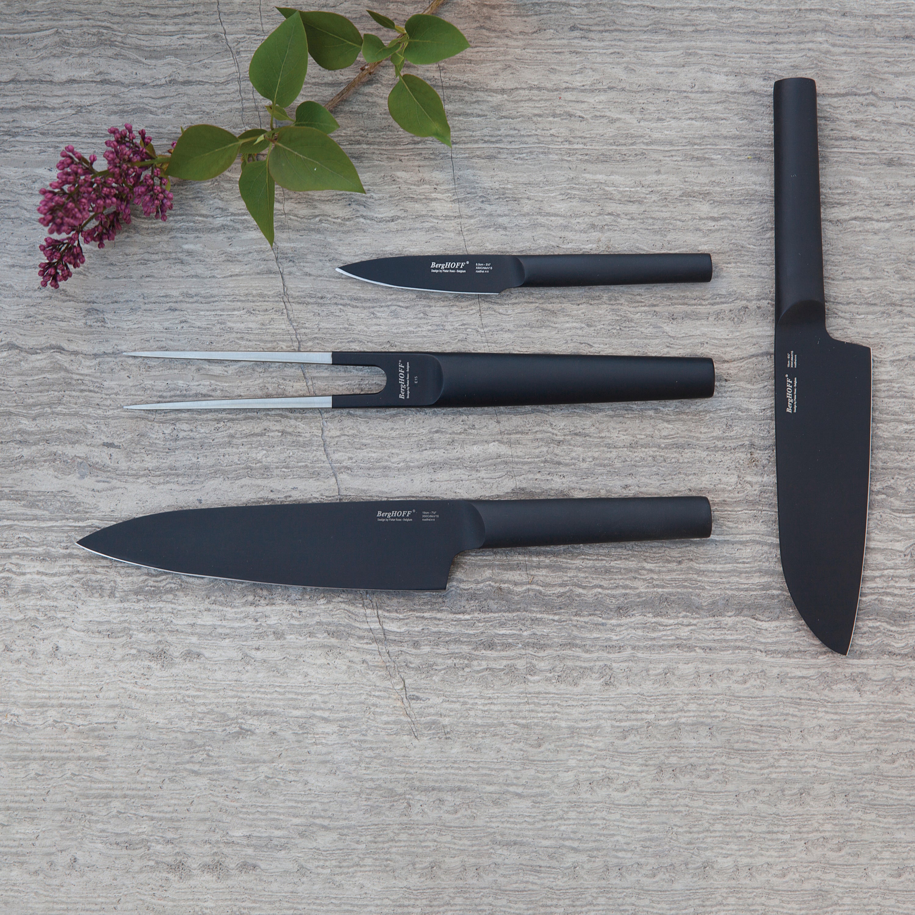 BergHOFF Ron 3.35 Inch Stainless Steel Paring Knife - Sharp Kitchen Utility Knife for Peeling, Slicing & Precision Cutting - Perfect for Fruits, Vegetables & Small Food Prep (Black)