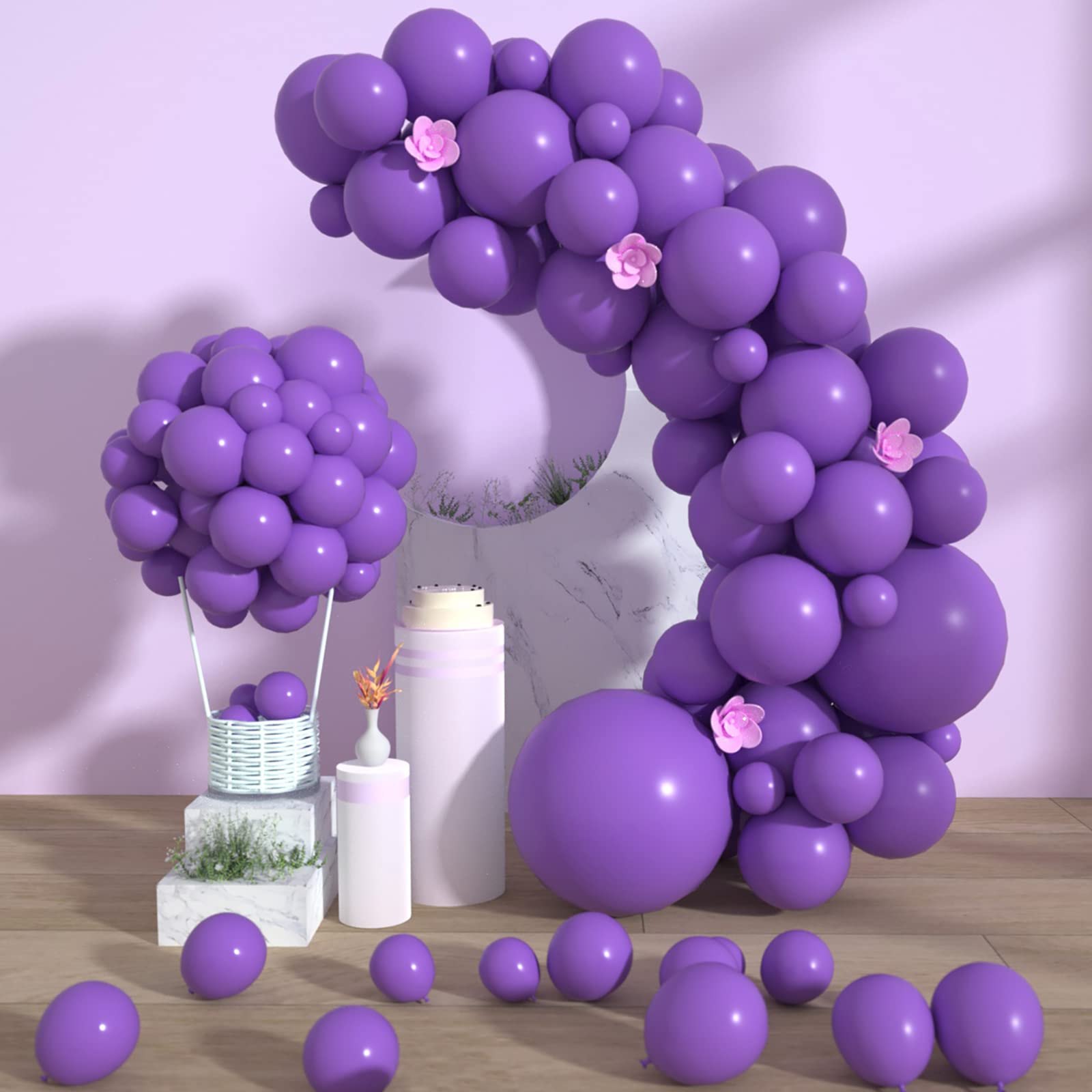 Styirl 100-Piece Purple Balloon Garland Kit - 5/10/12/18 Inch Party Balloon Arch for Birthday, Christmas, Graduation, Valentine's Day & Wedding Decorations - Perfect for Indoor/Outdoor Party Decor, Photo Backdrops & Event Styling