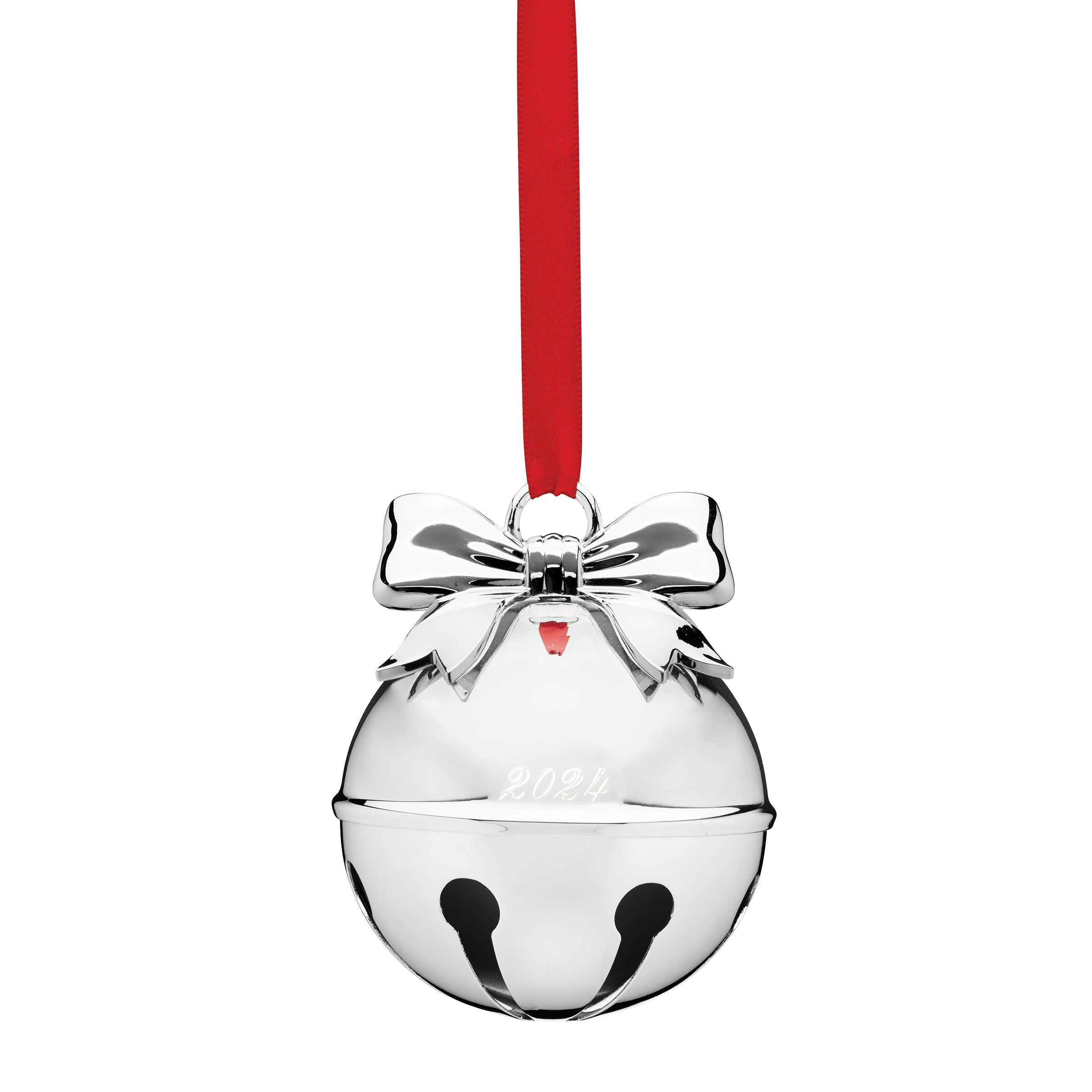 2024 Jingle Bell Silver-Plated Christmas Ornament - Elegant Holiday Decor for Tree, Gift, and Festive Home Decoration