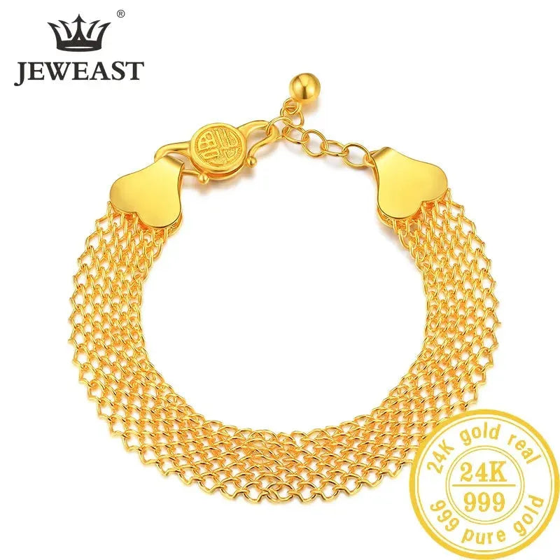 24K Pure Gold Bracelet 999 Solid Gold Bangle - Elegant Romantic Classic Jewelry for Women | Perfect Gift for Anniversary, Valentine's Day & Special Occasions