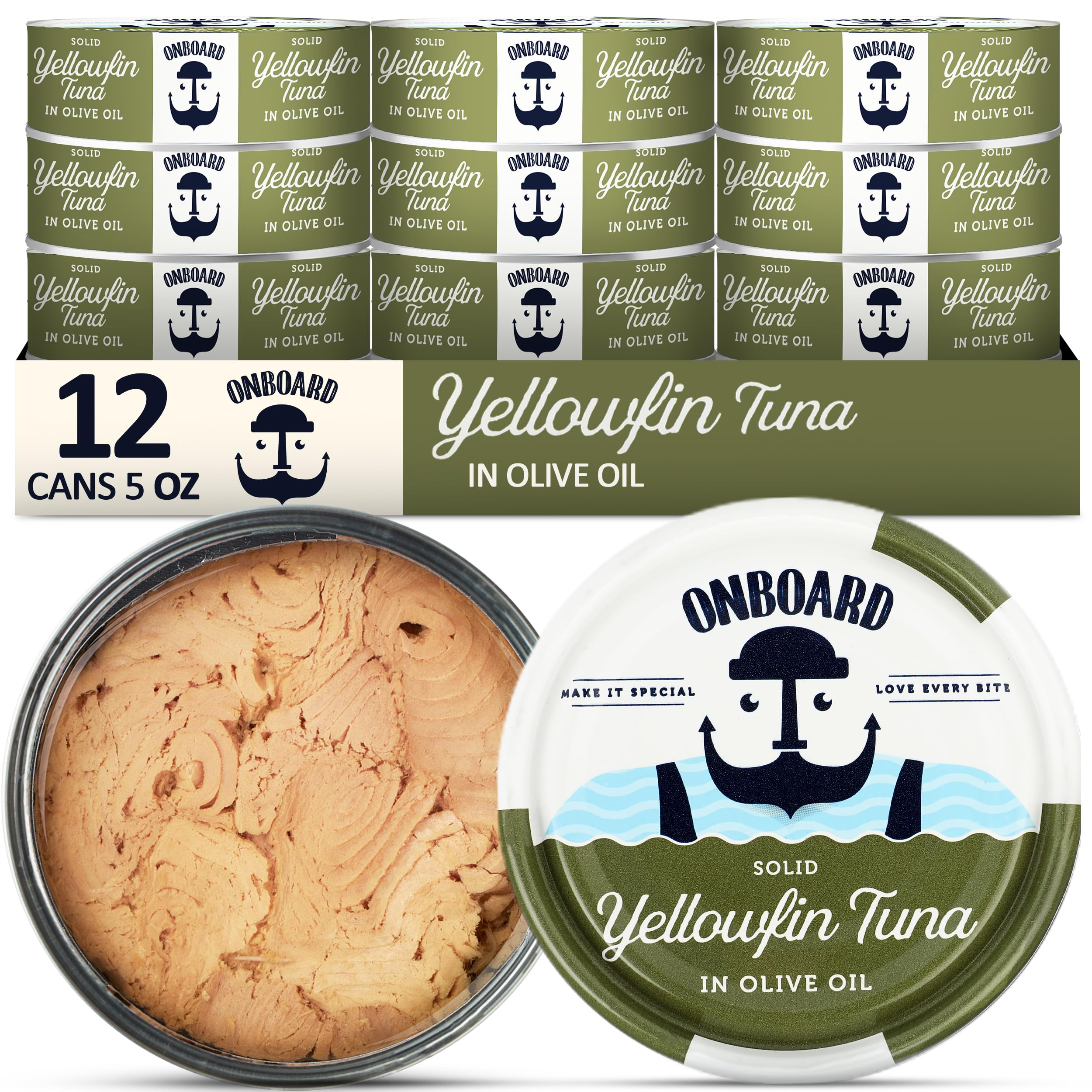 Premium Wild-Caught Yellowfin Tuna in Olive Oil - 12 Pack (5 Oz Cans) | Sustainably Sourced, Non-GMO, Gluten Free | High Protein (24g) Canned Tuna for Salads, Sandwiches, Pasta & Healthy Recipes | Keto & Paleo Friendly