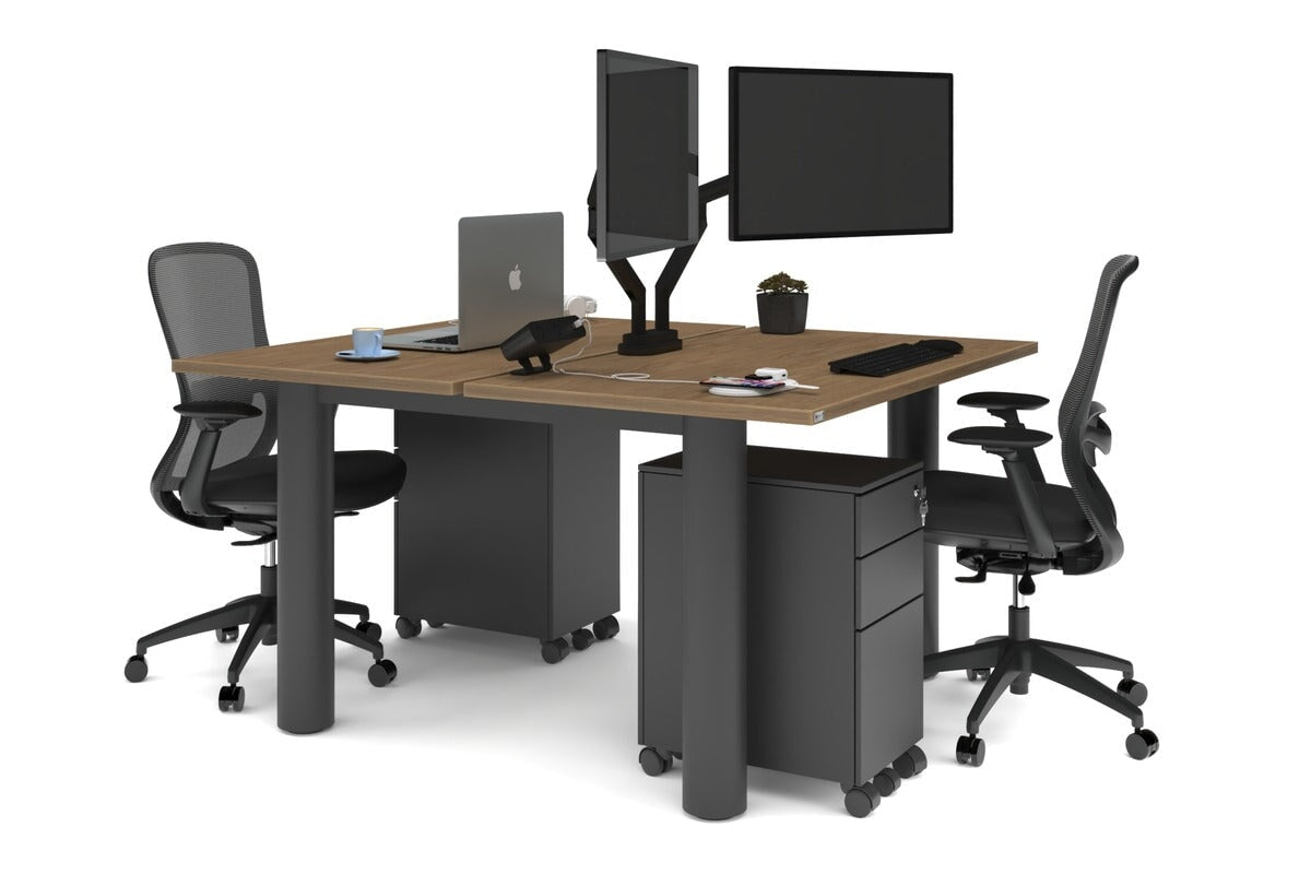 Quadro Cylinder Leg 2-Person Office Workstation Desk [1400L x 700W] - Perfect for Collaborative Workspaces & Modern Offices