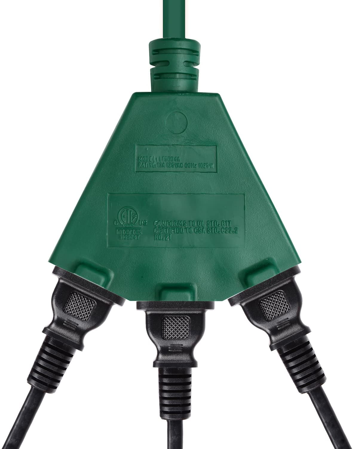 ClearMax 8ft 3 Outlet Extension Cord - 16AWG Heavy Duty Indoor/Outdoor Power Strip with Triangular 3 Prong Plug, Green - Perfect for Christmas Lights, Security Cameras, Home Office & Outdoor Decorations