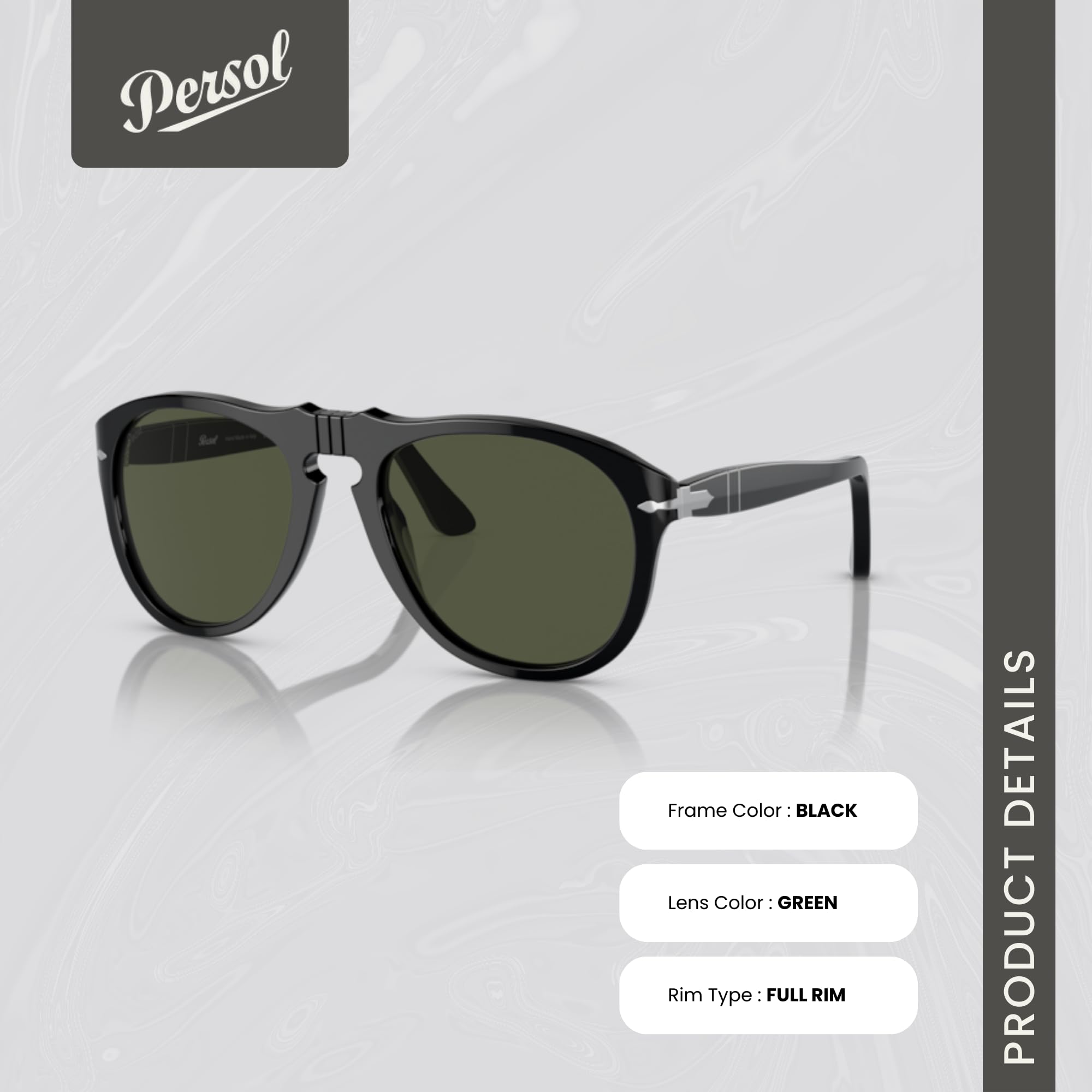 Persol PO0649 Men's Aviator Sunglasses with UV Protection - Premium Polarized Lenses + Free Designer iWear Eyewear Kit | Perfect for Driving, Travel & Outdoor Activities