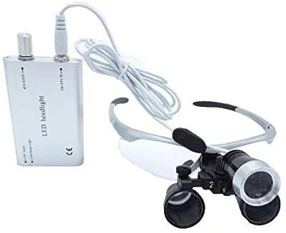 BoNew 2.5X Magnifying Glass with LED Headlamp - Optical Glass Lens, Portable & Hands-Free for Jewelry Making, Watch Repair, and Reading - Includes Storage Pouch (Silver)