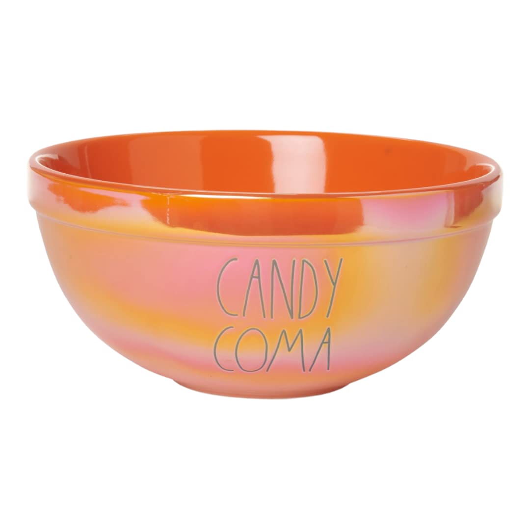 Orange Luster Ceramic Candy Bowl - 10 Inch Large Candy Dish for Halloween, Parties & Home Decor | Elegant Candy Coma Serving Bowl for Entertaining