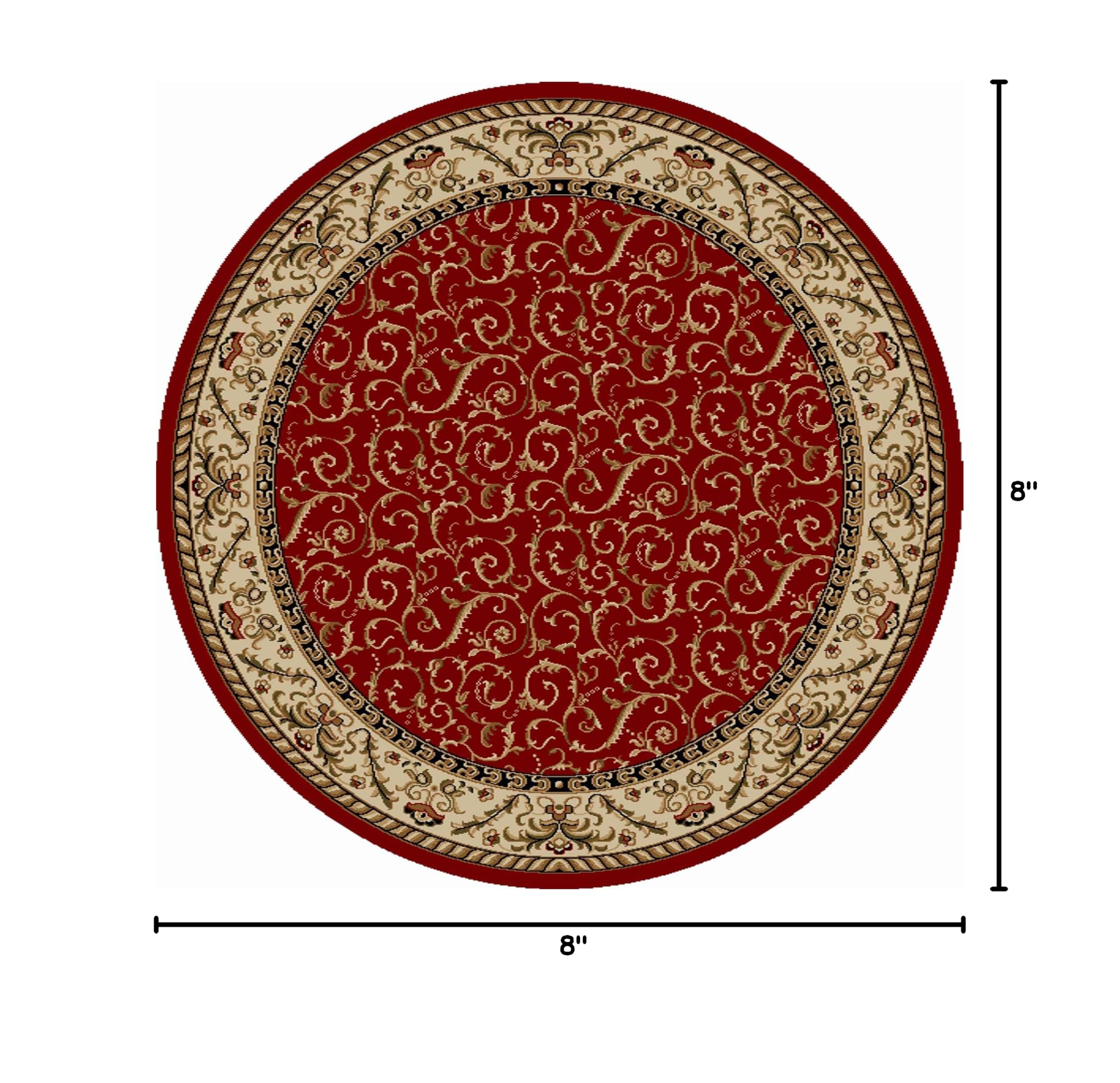 Radici 1599 COMO Area Rug 8x8 Feet Red - Soft Handmade Wool Rug for Living Room, Bedroom & Dining Room Decor