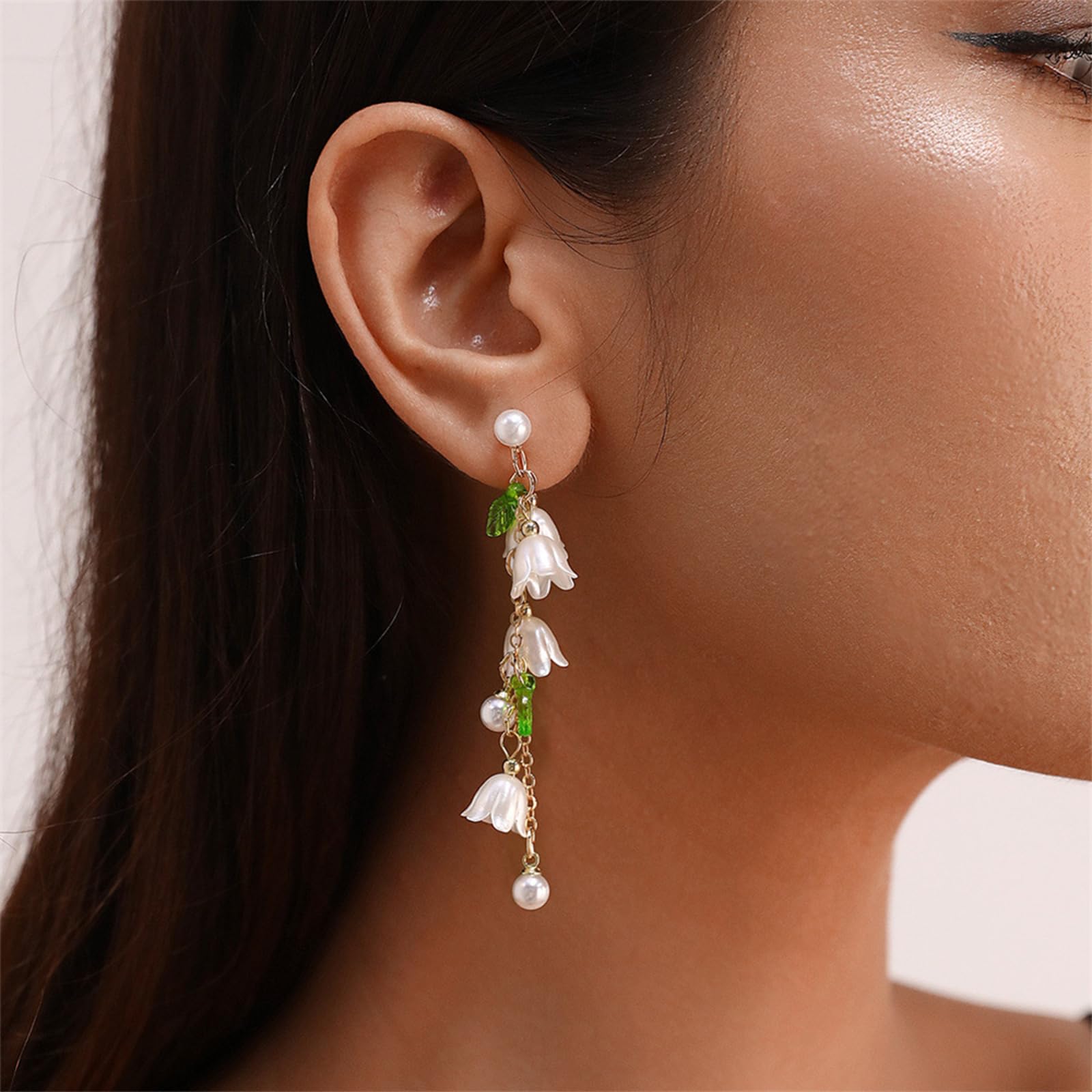 NEWITIN 6 Pairs Floral Earrings for Women - Hypoallergenic Pearl Leaf Tassel Dangle Earrings | Elegant Statement Jewelry for Parties, Weddings & Everyday Wear