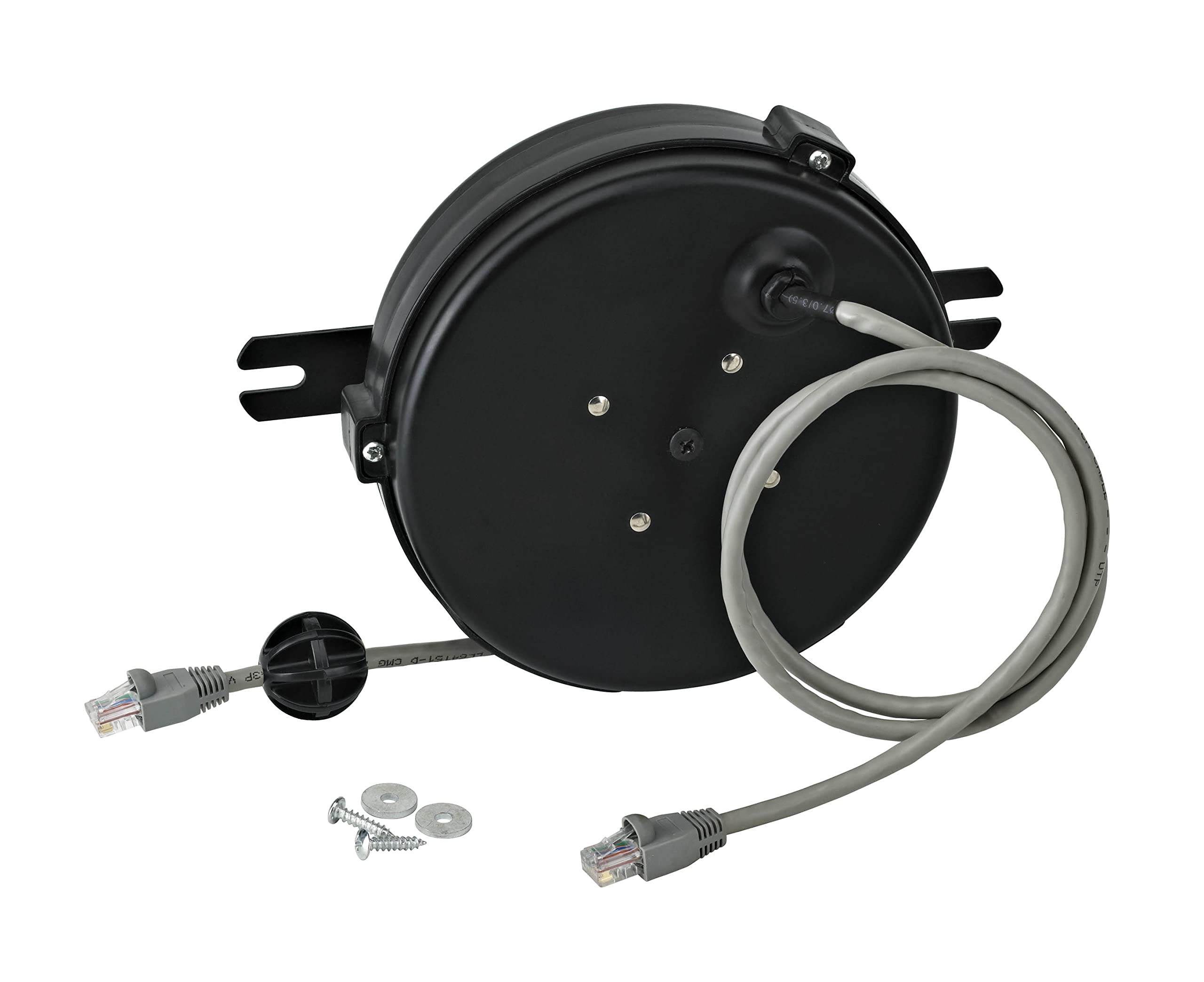 Professional Retractable CAT6 Ethernet Cable Reel - 20ft UL/CSA Certified, Black, Indoor/Industrial Use, Manual Wall & Ceiling Mount - Perfect for Office Networking, Home Theater Setup & Workshop Connectivity