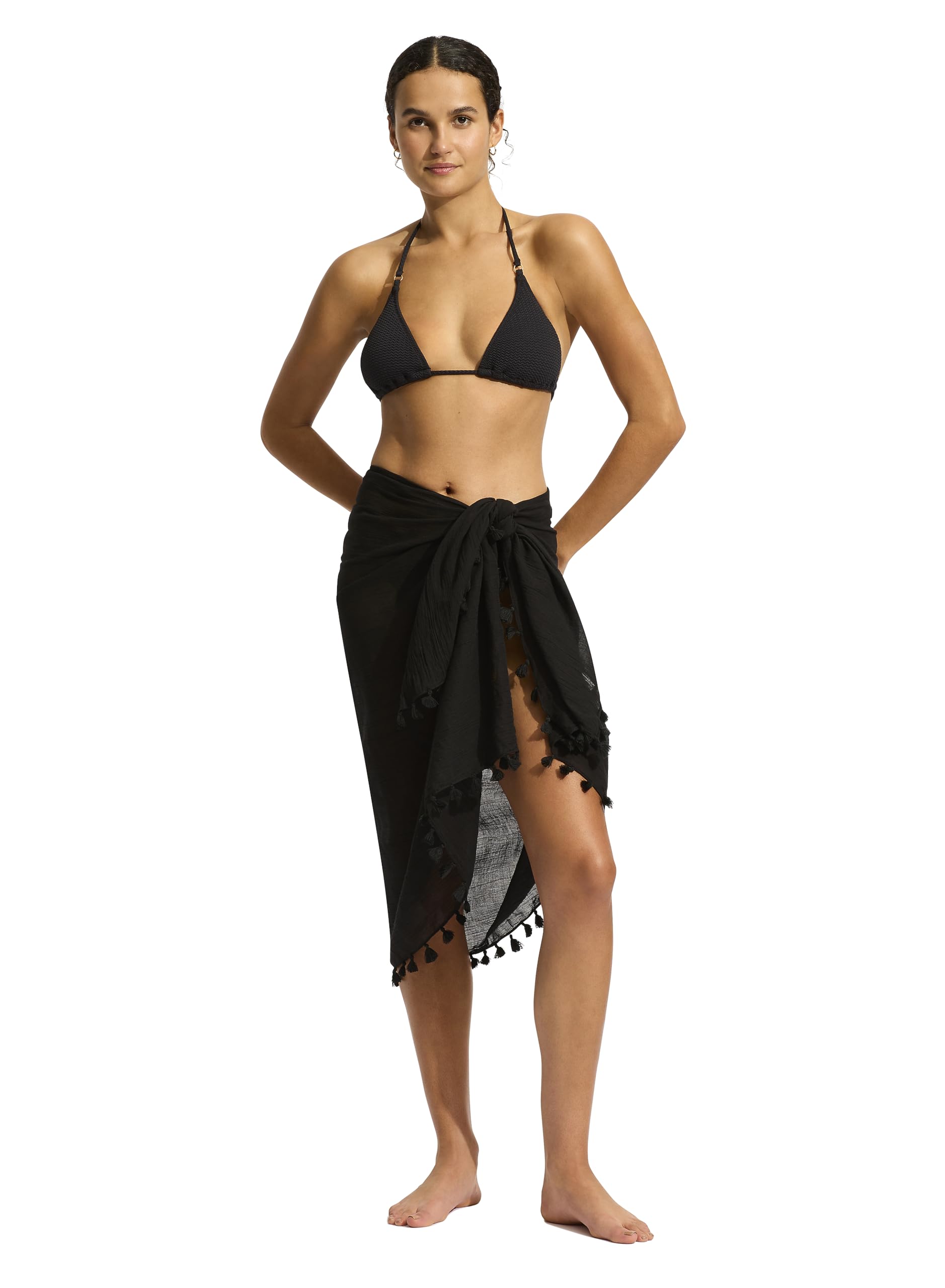 Seafolly Women's Cotton Gauze Sarong Cover Up - Lightweight Beach Wrap for Swimsuits, Poolside & Summer Vacations | Perfect for Beach, Resort & Tropical Getaways