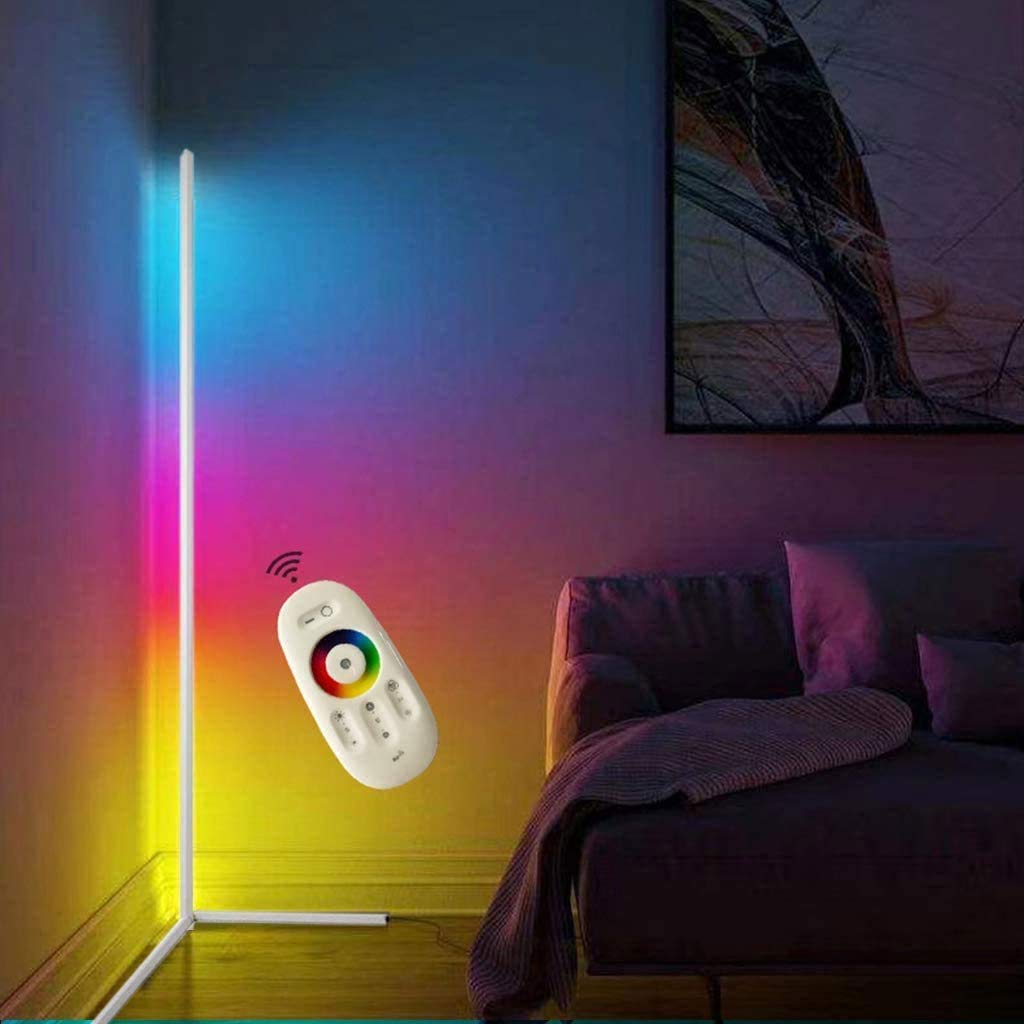 Dimmable RGB LED Floor Lamp with Remote Control - 140cm Color Changing Corner Light for Living Room, Restaurant, Bar - Perfect for Ambient Lighting & Home Decor