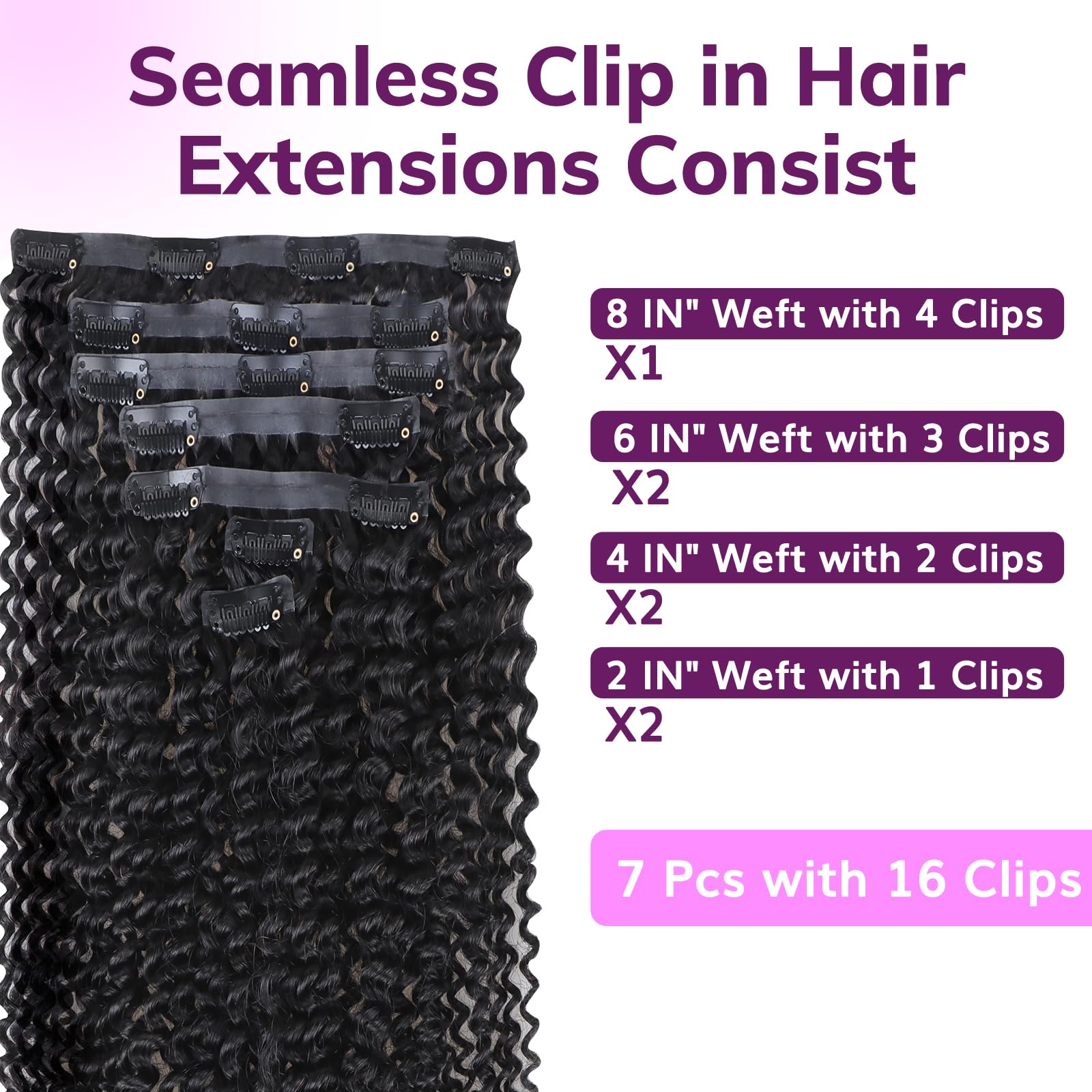 IDN BEAUTY 20 Inch Kinky Curly Clip In Hair Extensions - 7pcs 110g Remy Human Hair Weft - Natural Black Seamless Invisible Edge for Black Women | Perfect for Daily Styling, Special Occasions & Protective Hairstyles