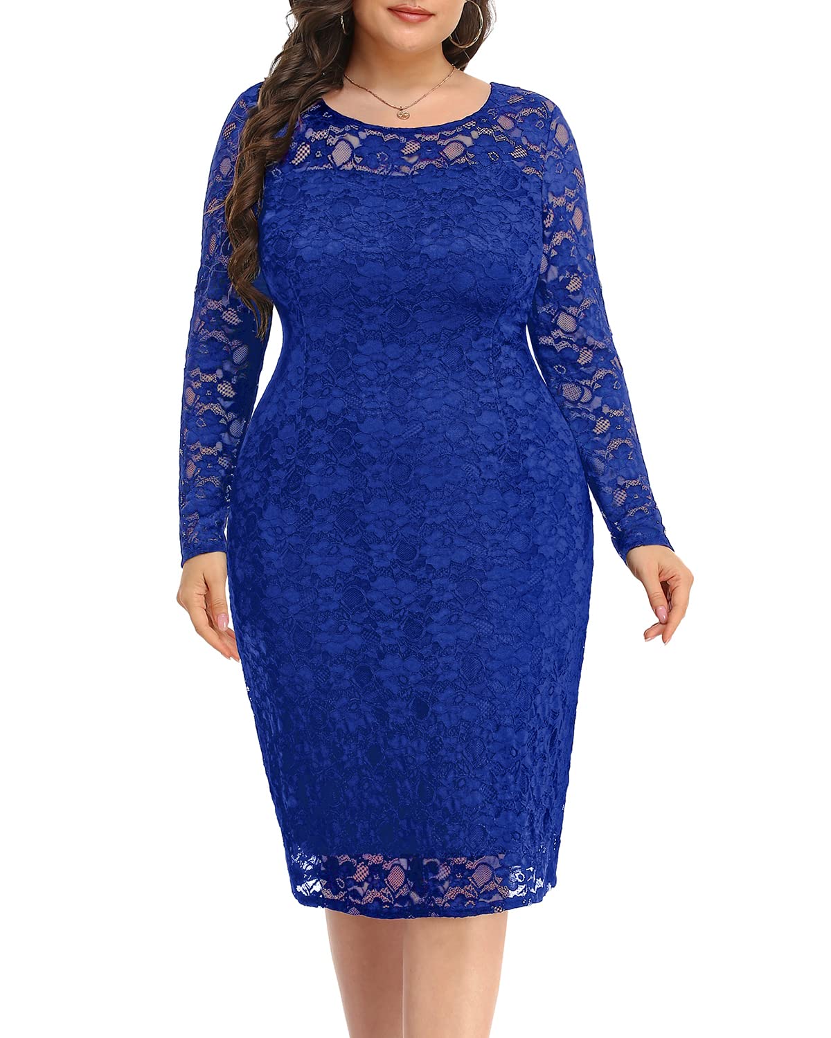 Elegant Plus Size Pinup Dresses for Women - Long Sleeve Bodycon Cocktail Dress for Wedding Guest, Formal Party & Special Occasions | Sexy Vintage Style Evening Gown for Curvy Figures