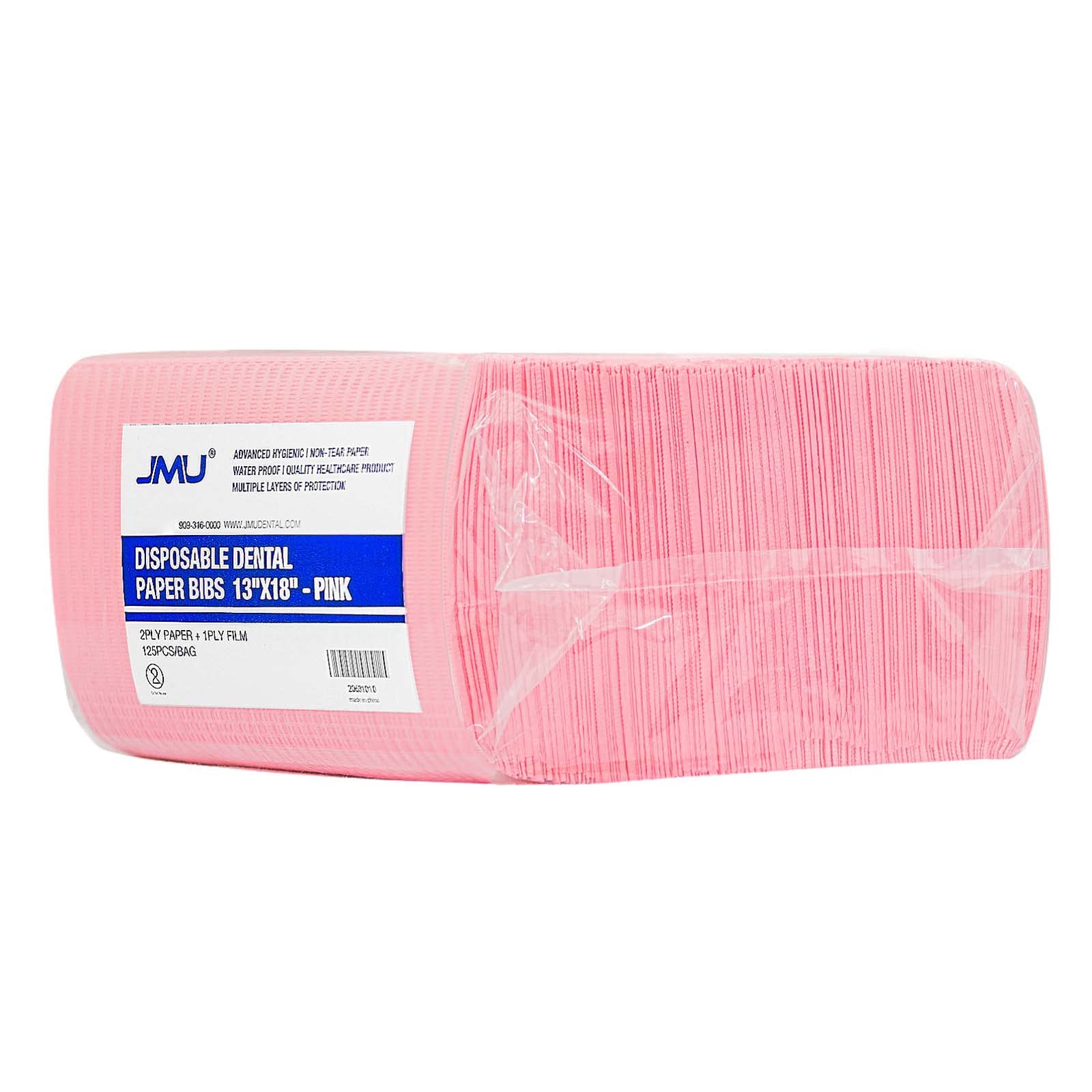 JMU 1000pcs Sterile Gauze Pads 2x2 Inch & 125pcs Pink Dental Bibs - First Aid Wound Care, Dental Procedures, Tattoo Aftercare, Pet Grooming
