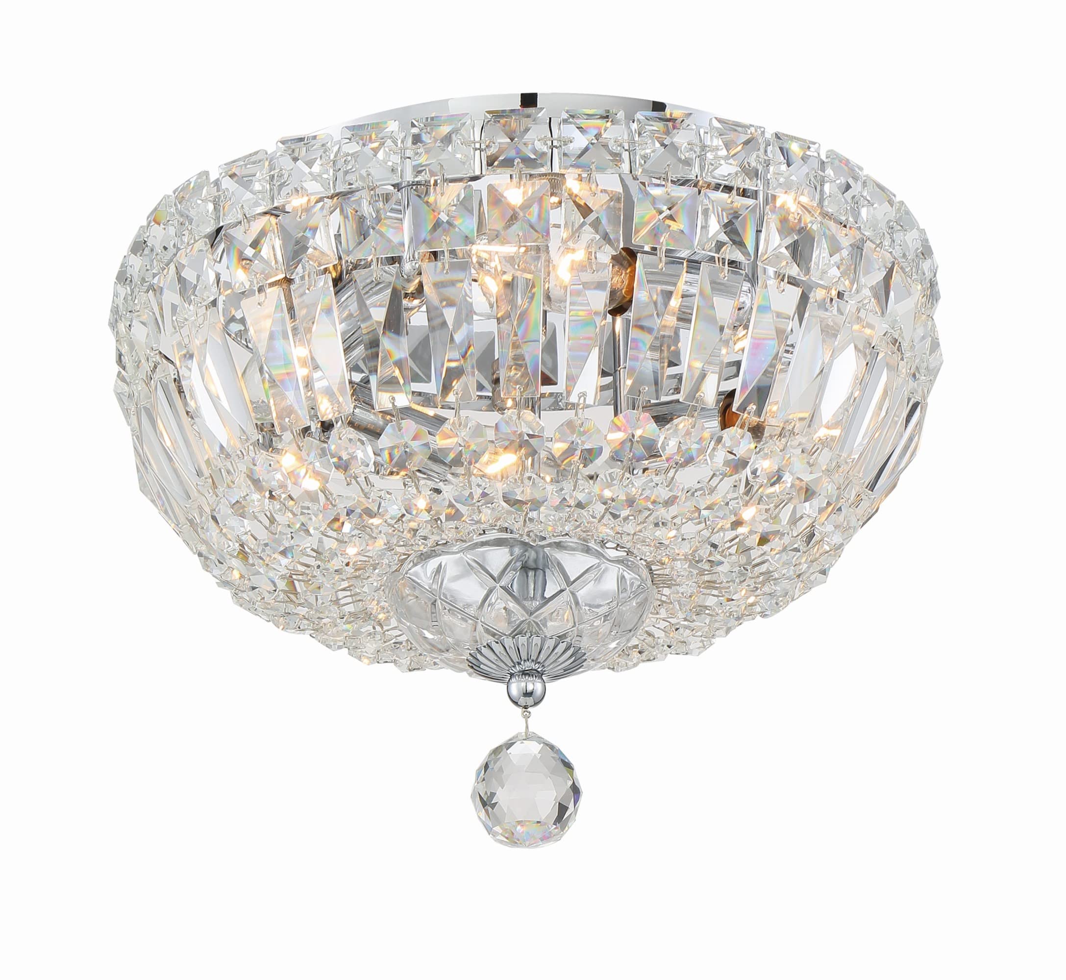 Crystorama Roslyn 4-Light Polished Chrome Flush Mount Ceiling Light Fixture - Modern Lighting for Bedroom, Kitchen, Hallway & Entryway