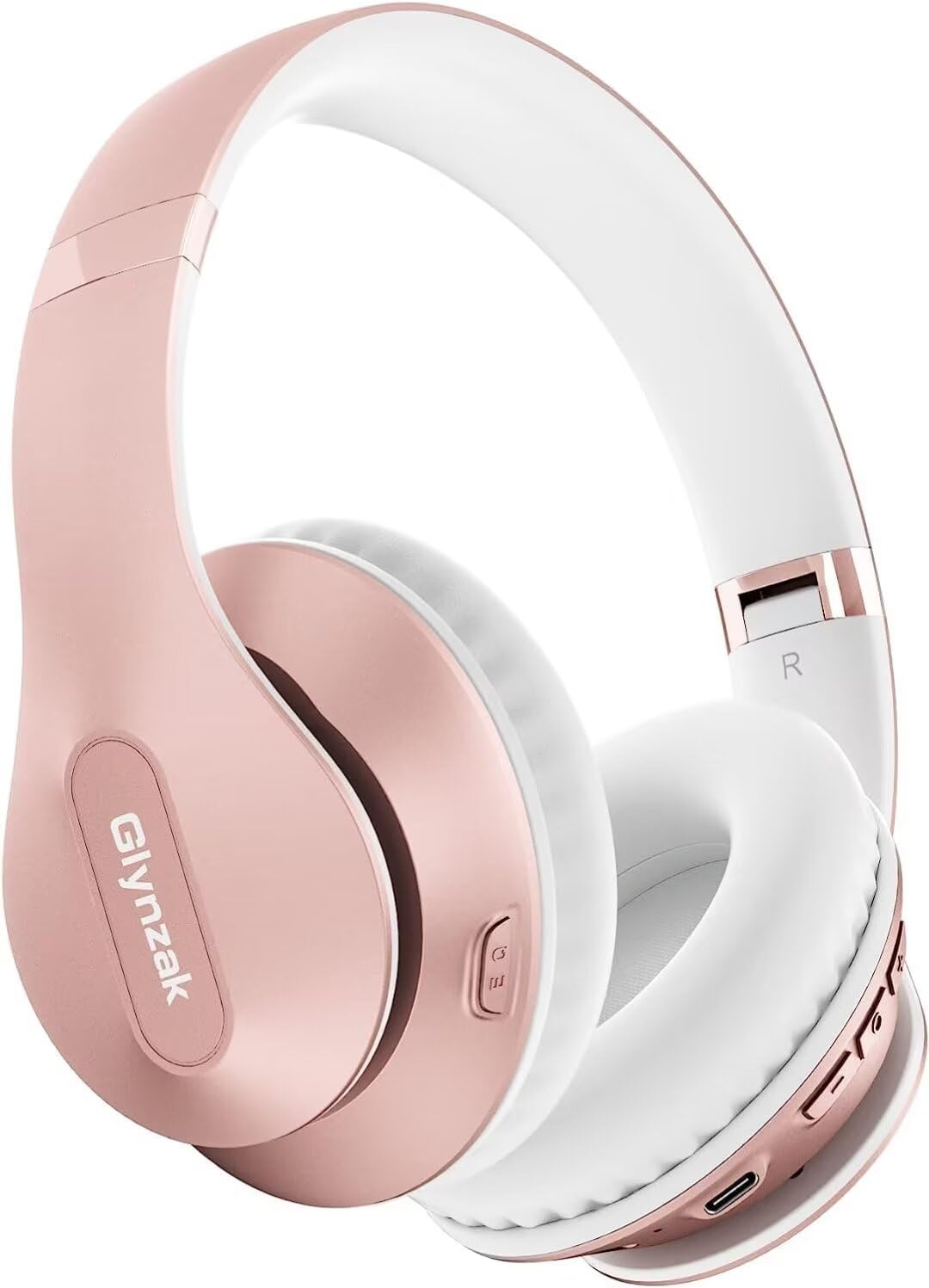 Premium Wireless Bluetooth Headphones Over-Ear with 65H Playtime, HiFi Stereo & Built-in Mic - 6 EQ Modes, Foldable Design, Bluetooth 5.3 for Travel, Work, Gaming (Rose Gold) - Perfect for Commuting, Office & Home Entertainment