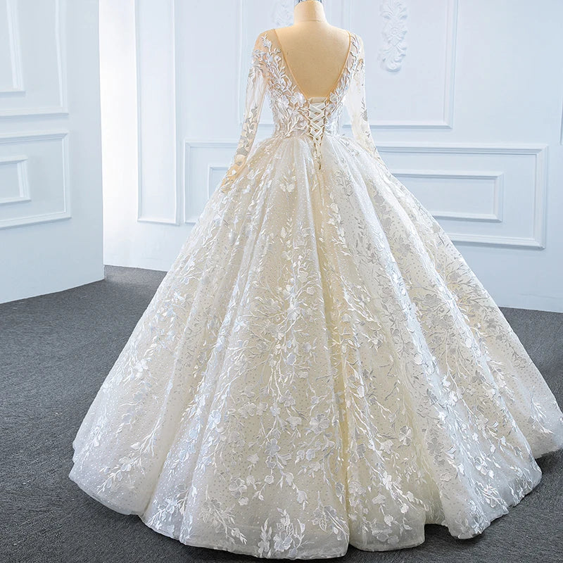 Elegant Long Sleeve Backless Lace-up Cocktail Dress with Transparent Applique & Frill Skirt - Perfect for Evening Parties, Weddings & Special Occasions
