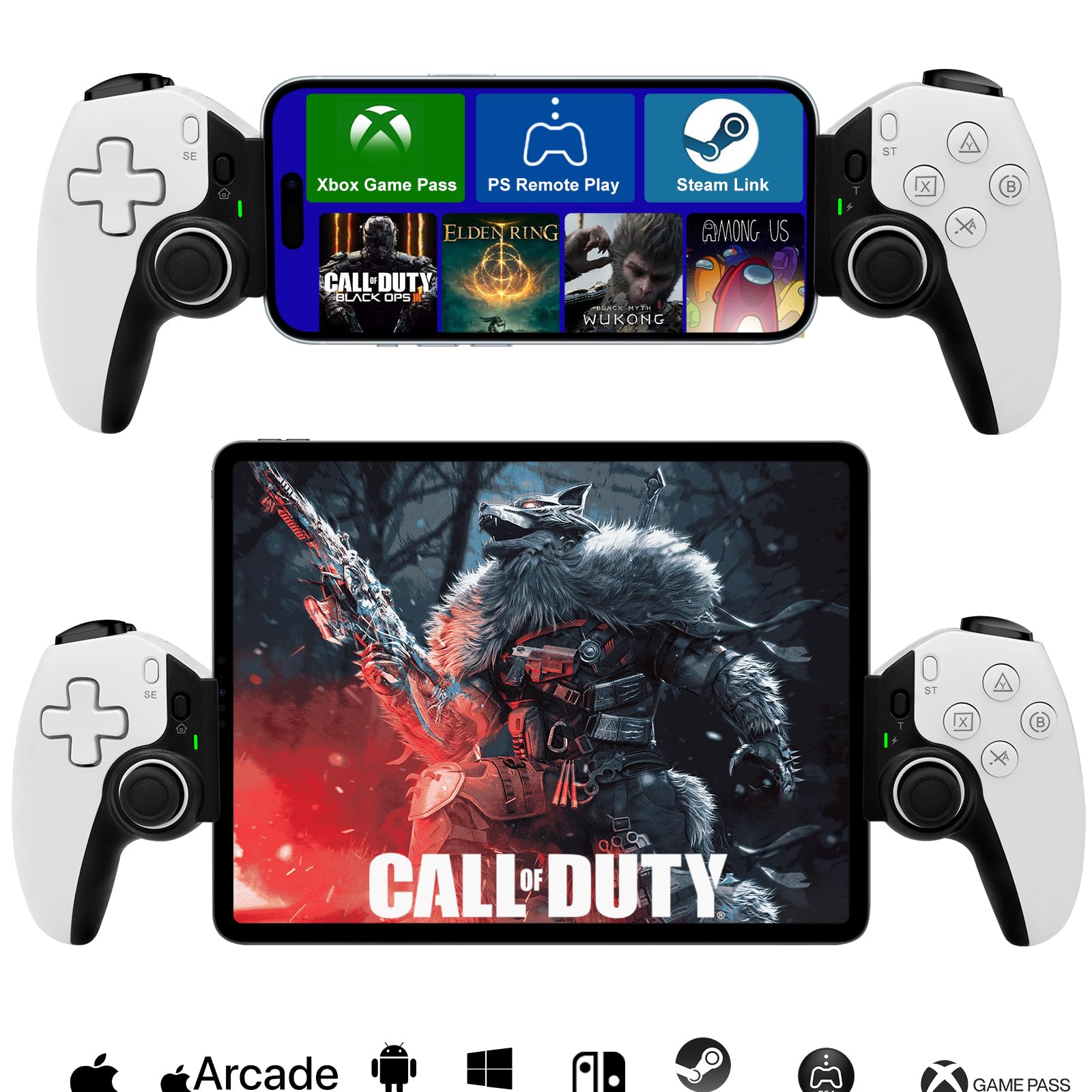 Megadream Wireless Bluetooth Controller for iPad, iPhone 16, Android, PC, Nintendo Switch & PS4 - Gamepad Joystick with Turbo/Macro Functions - Compatible with Mobile Cloud Gaming & Streaming on PS5/PS4/Xbox/PC - Perfect Replacement for PS Portal - Ideal for Gaming at Home, Travel & Online Multiplayer Battles