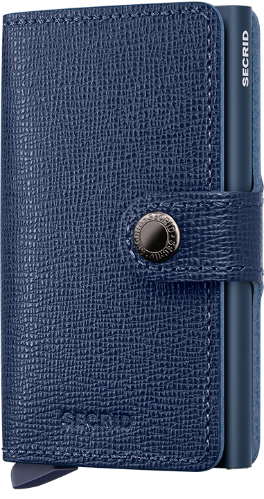 Secrid Mini Wallet for Men & Women - Slim RFID Blocking Leather Card Holder (Crisple Navy) - Perfect for Travel, Business & Everyday Use