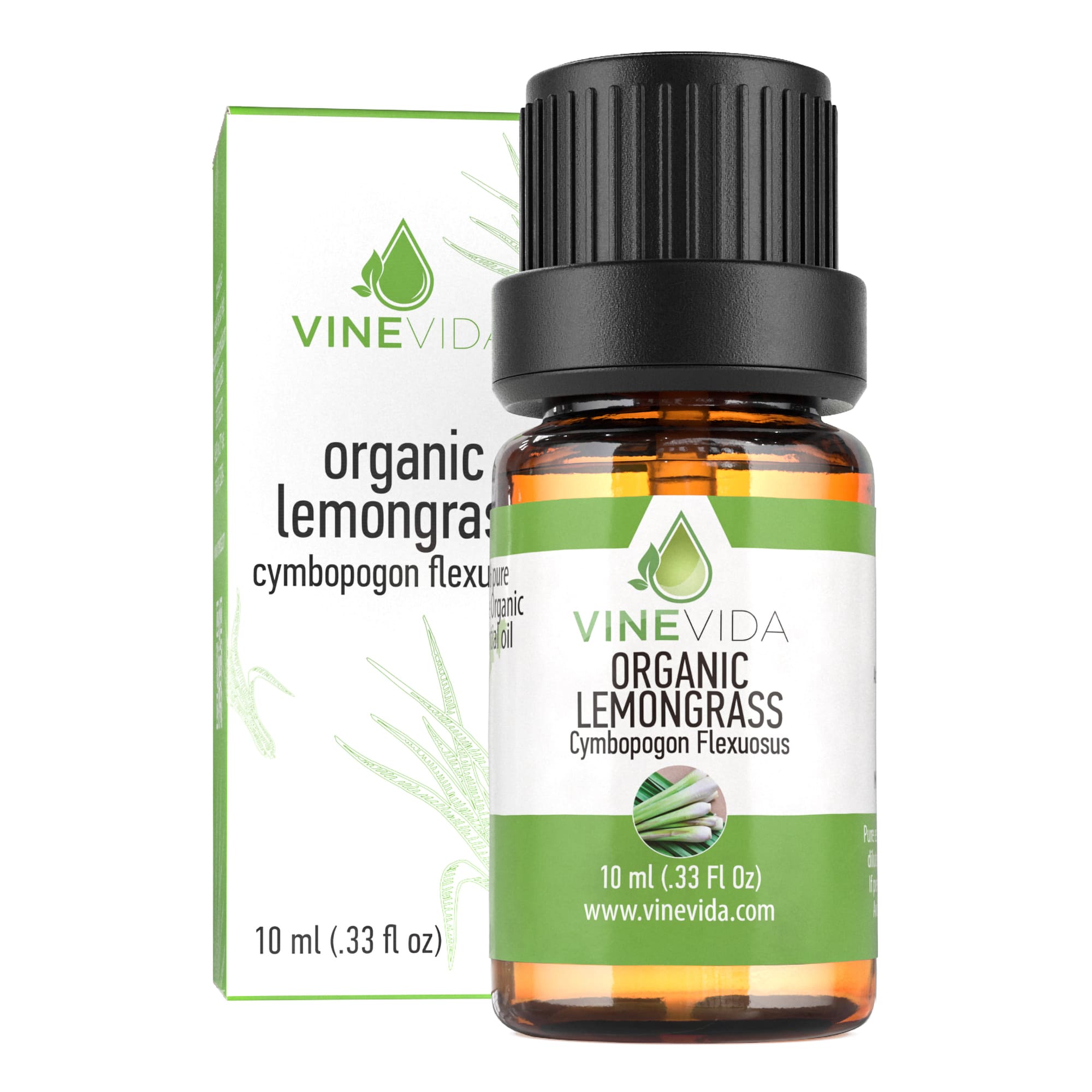10 mL Organic Lemongrass Essential Oil - 100% Pure Natural Aromatherapy Oil for Diffusers, Massage & Relaxation - Prefilled Bottle for Easy Use