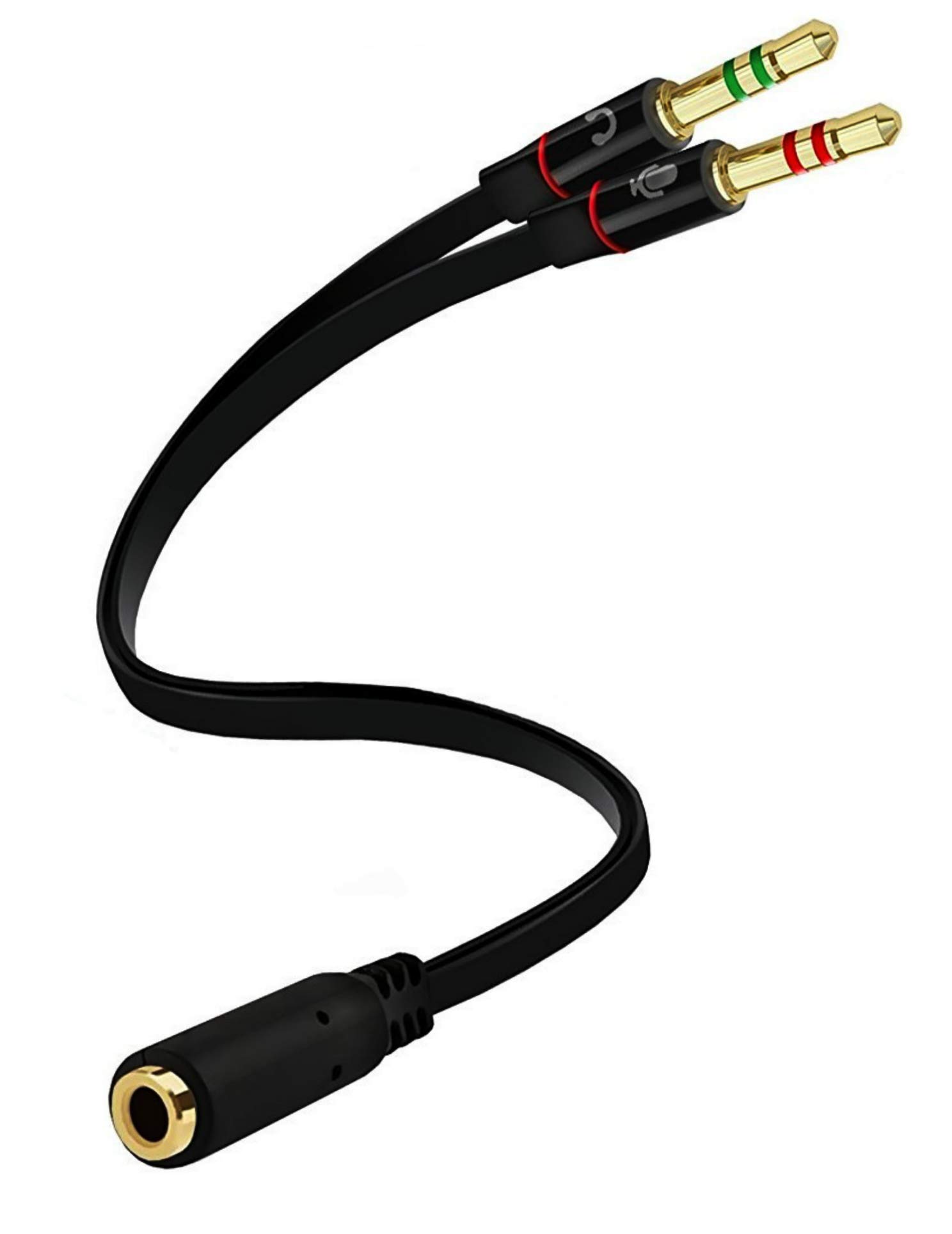 D & K Exclusives 3.5mm Female to Dual 3.5mm Male Audio Y Splitter Cable - Headphone Mic Splitter for PC, Laptop, Smartphone - Perfect for Gaming, Online Meetings & Music Sharing
