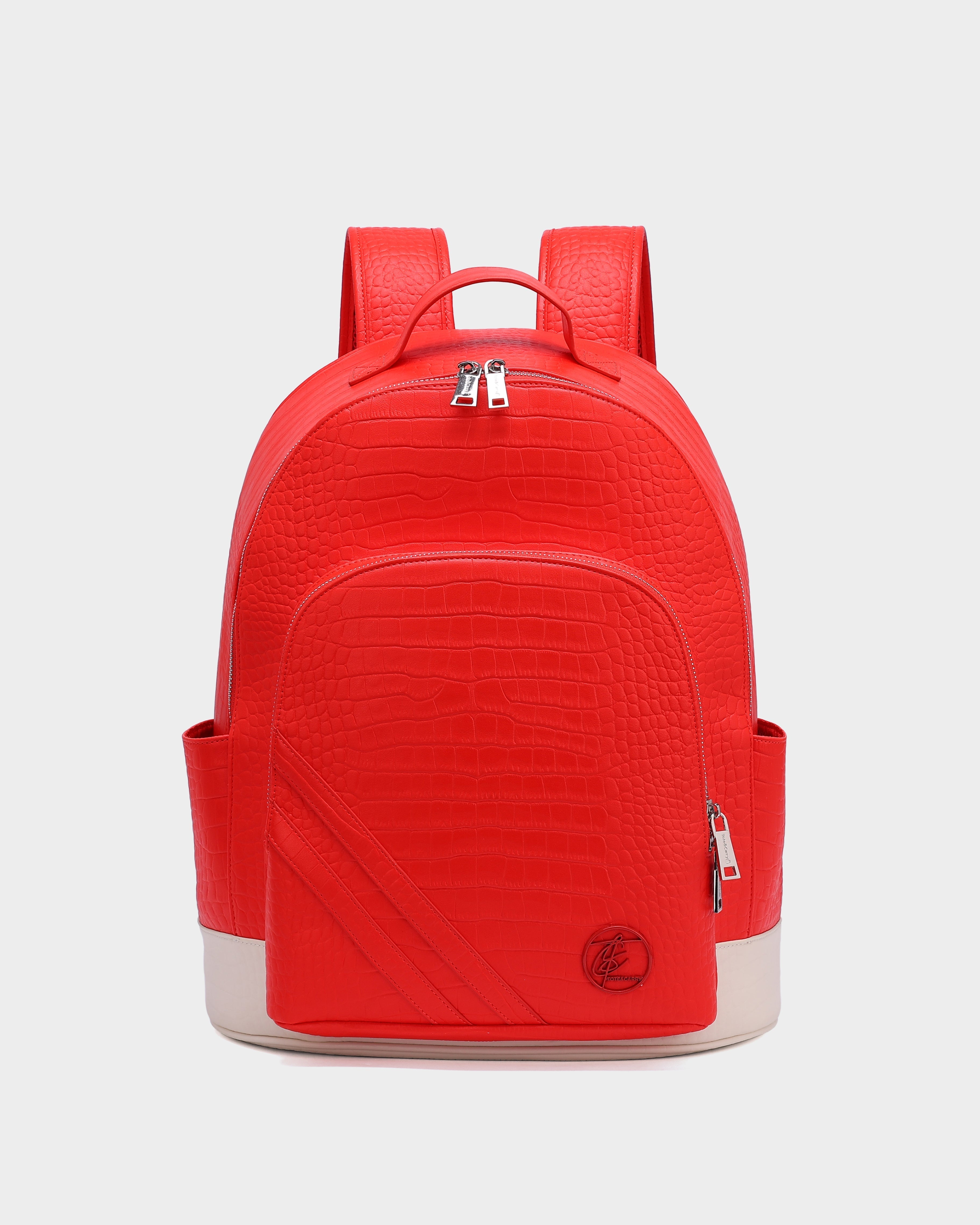 Premium Red Leather Backpack for Men & Women - Durable Travel Laptop Bag with USB Charging Port - Perfect for Work, School & Outdoor Adventures