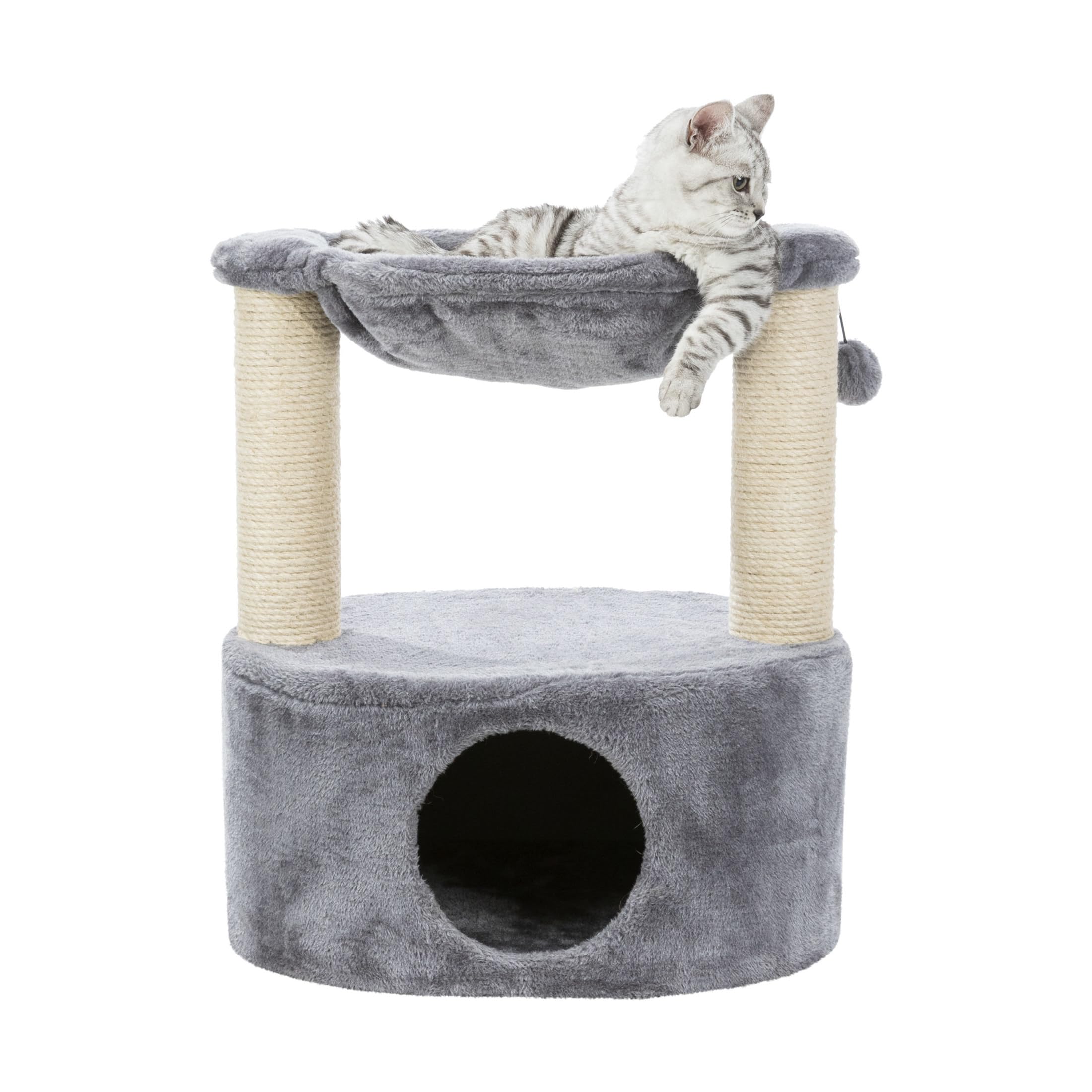 TRIXIE Baza Grande 24-inch Cat Tree with 2 Sisal Scratching Posts, Cat Condo & Hammock - Includes Dangling Cat Toy for Indoor Cats - Perfect for Play, Rest & Scratching in Home or Office
