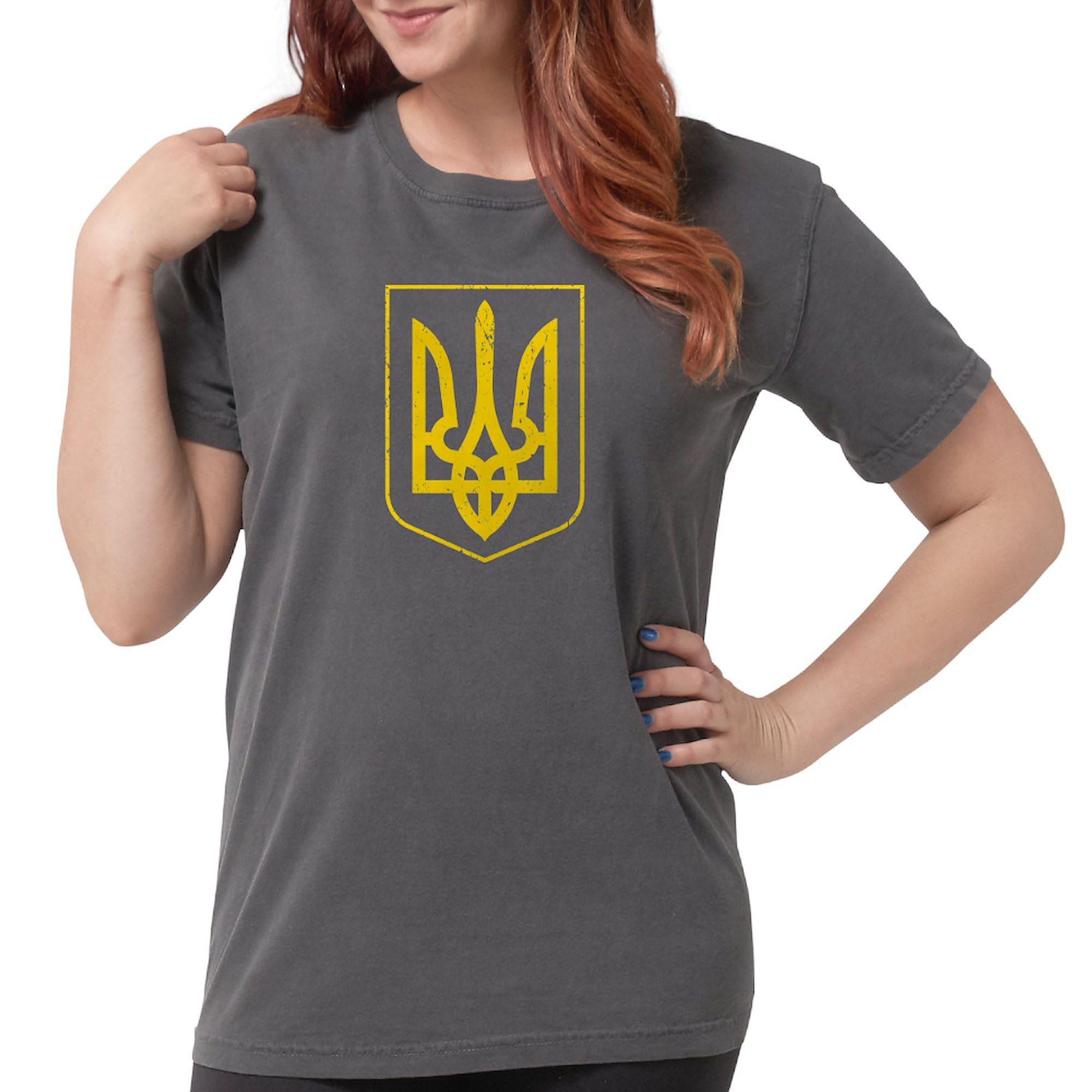 Ukraine Coat of Arms T-Shirt for Women - Comfort Colors Premium Cotton Tee - Patriotic Gift & Casual Wear for Everyday Outfits