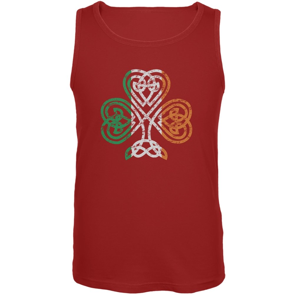 St. Patrick's Day Shamrock Celtic Knot Red Tank Top for Adults - Large Size | Irish Pride Apparel for Pub Crawls & Festivals