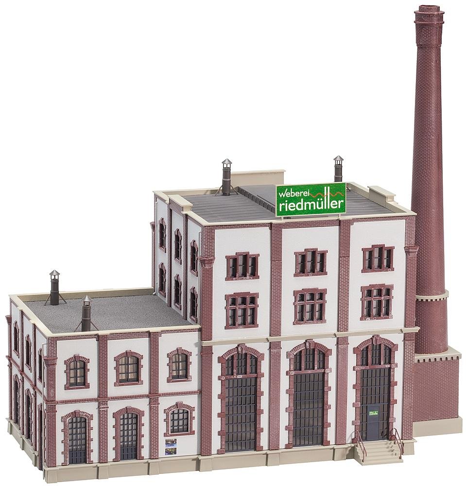 Riedmuller Weaving Mill HO Scale Model Train Building - Detailed 1:87 Scale Miniature for Model Railroad Layouts | Perfect for Historical Scenes, Industrial Dioramas & Train Set Displays