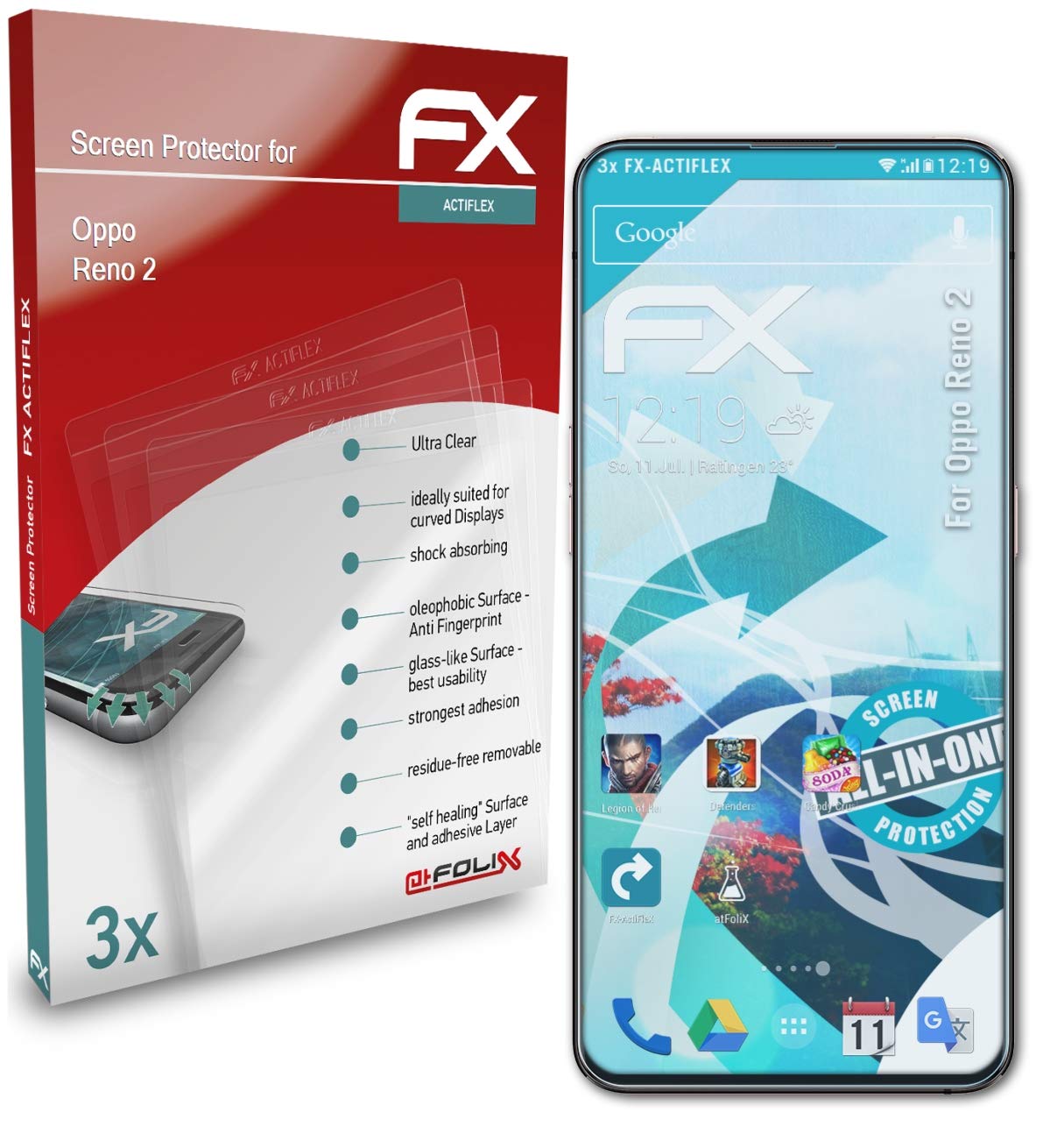 Oppo Reno 2 Screen Protector [3-Pack] - Ultra Clear Flexible HD Film with Anti-Scratch & Bubble-Free Technology | Perfect for Daily Use, Gaming & Outdoor Activities