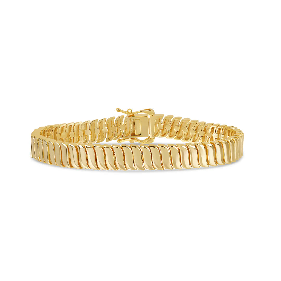 14K Gold Wave Tennis Bracelet for Women - Elegant Stackable Jewelry Gift for Birthday, Anniversary & Special Occasions