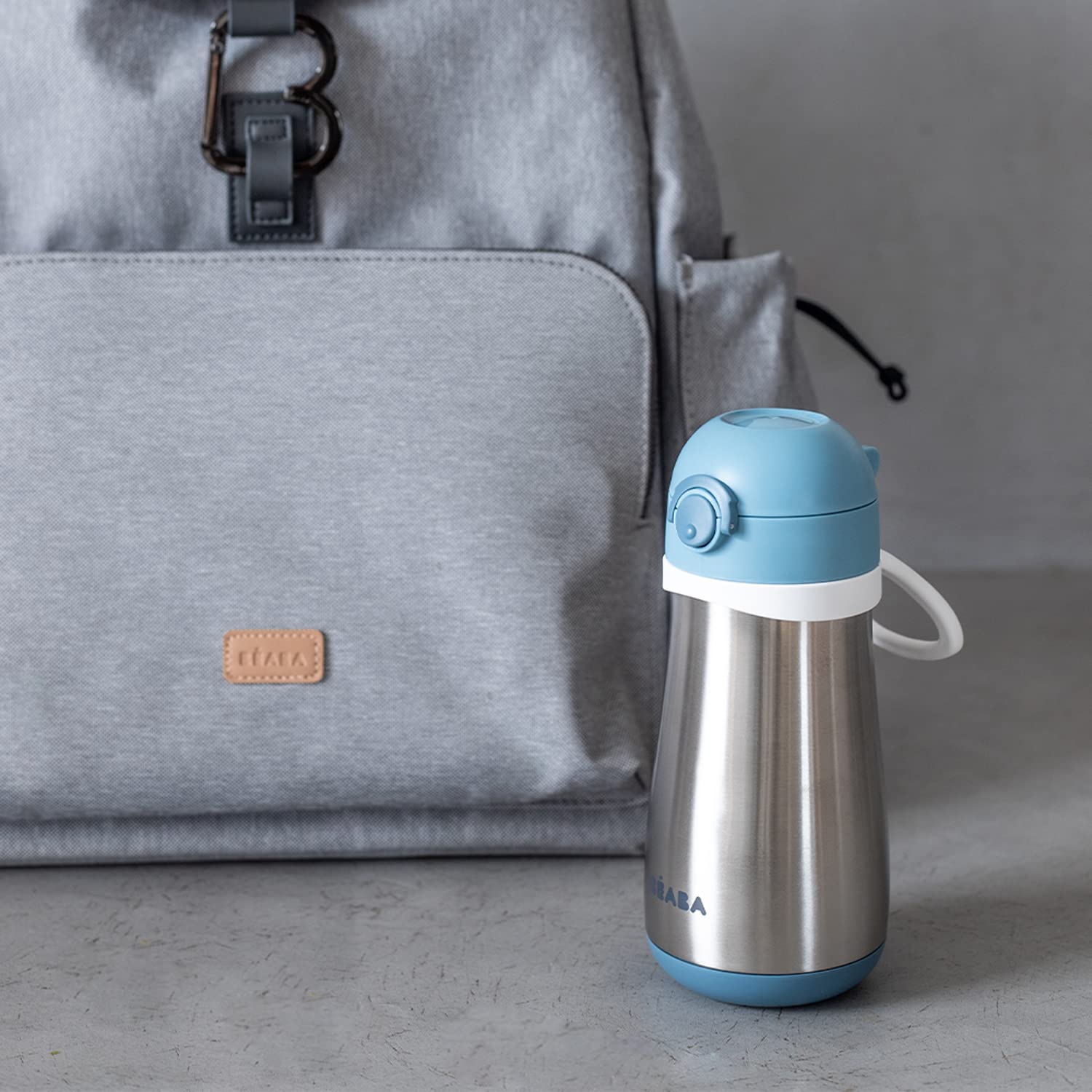 BEABA Stainless Steel Kids Water Bottle - Leakproof Thermos for Toddlers, Travel & School