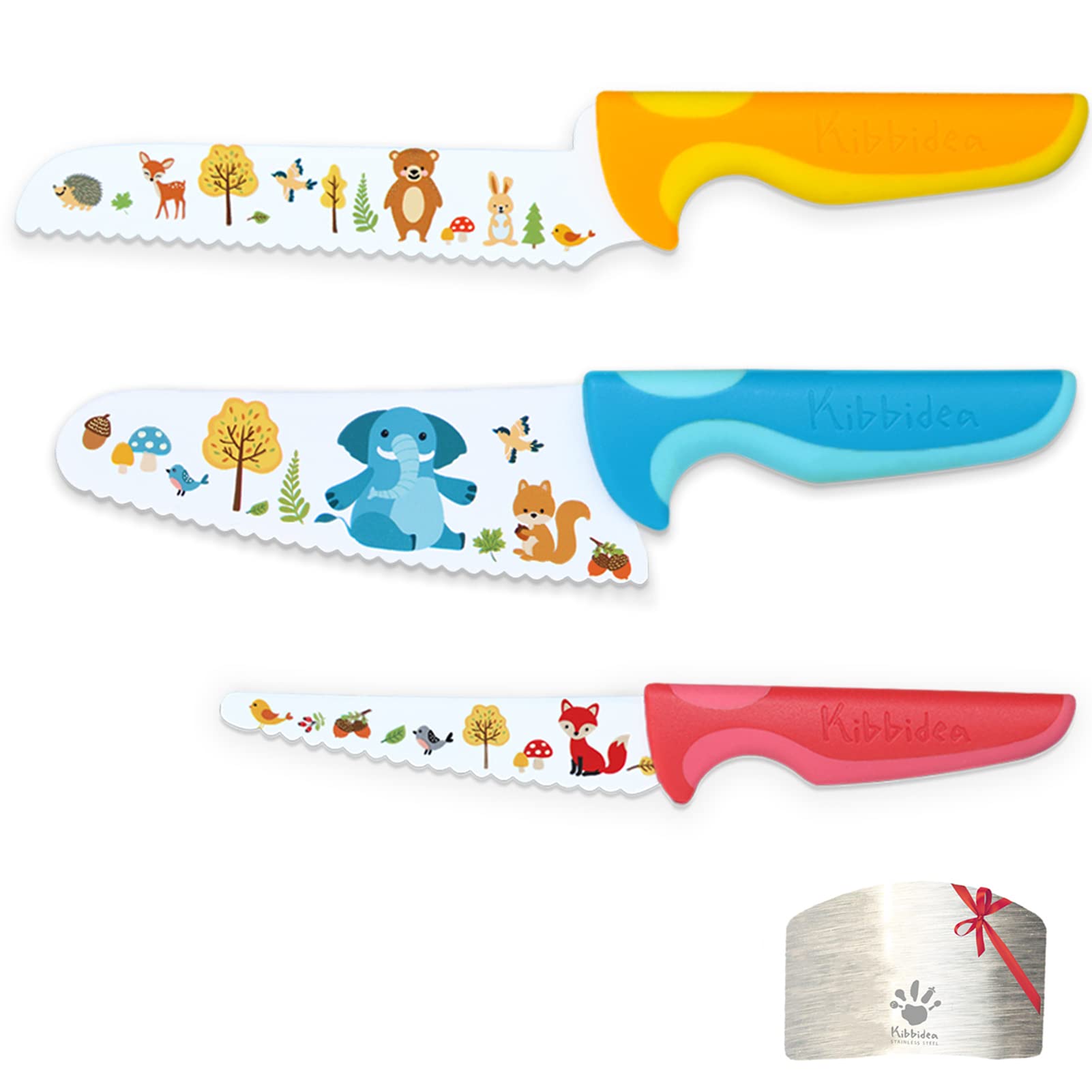 KIBBIDEA Kids Safe Knife Set - 4-Piece Stainless Steel Children's Kitchen Knives for Cutting Vegetables, Fruits & Cakes | Real Cooking Tools for Toddlers & Young Chefs | Perfect for Baking, Meal Prep & Cooking Classes