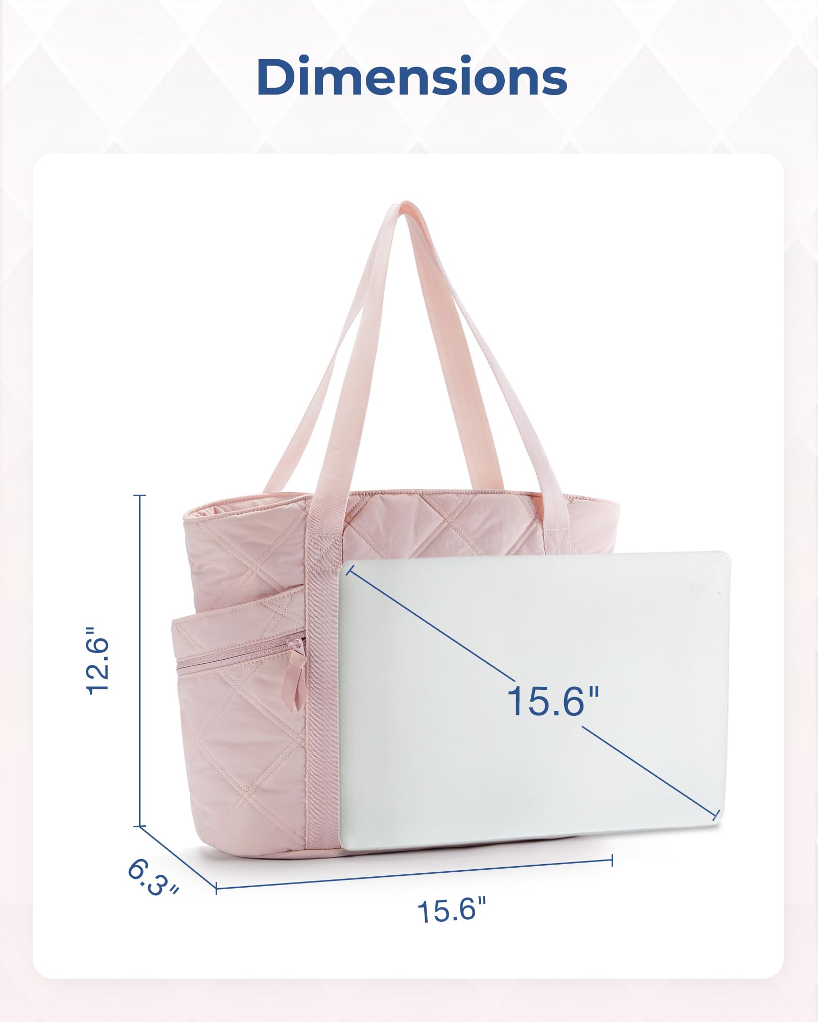 BAGSMART Quilted Puffer Tote Bag for Women - Large Zippered Carry On Travel Bag, Stylish Nurse Work Bag & Essential Organizer for Commuting, Work, Shopping & Weekend Getaways