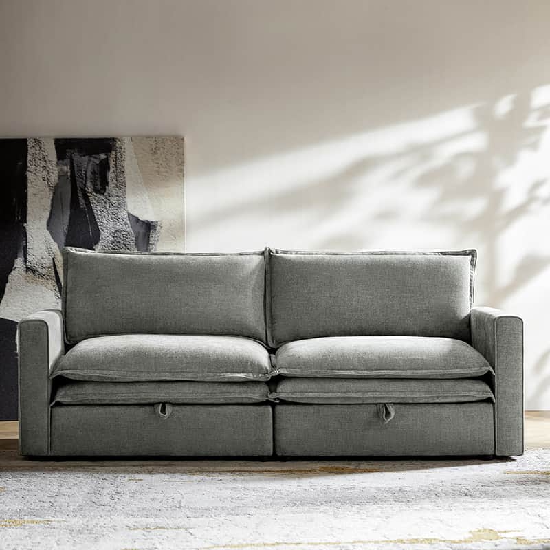 Comfortable Storage Sofa with Dual Layer Cushions & Wide Armrests - Perfect for Living Room, Bedroom, and Small Space Relaxation