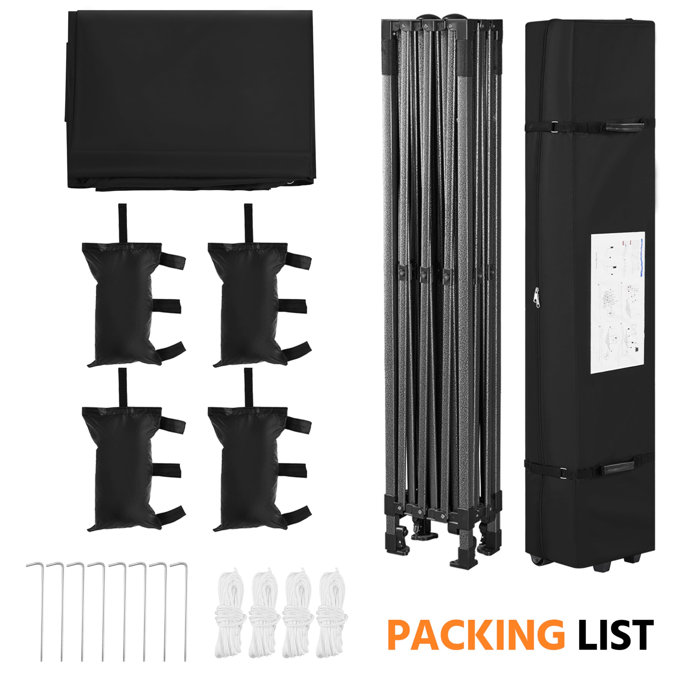 Yaheetech 10x15 Heavy Duty Commercial Pop Up Canopy Tent - Instant Outdoor Shelter with Adjustable Height, Wheeled Carry Bag, 4 Sandbags & 8 Stakes - Perfect for Backyard Parties, Farmers Markets, Camping & Outdoor Events (Black)