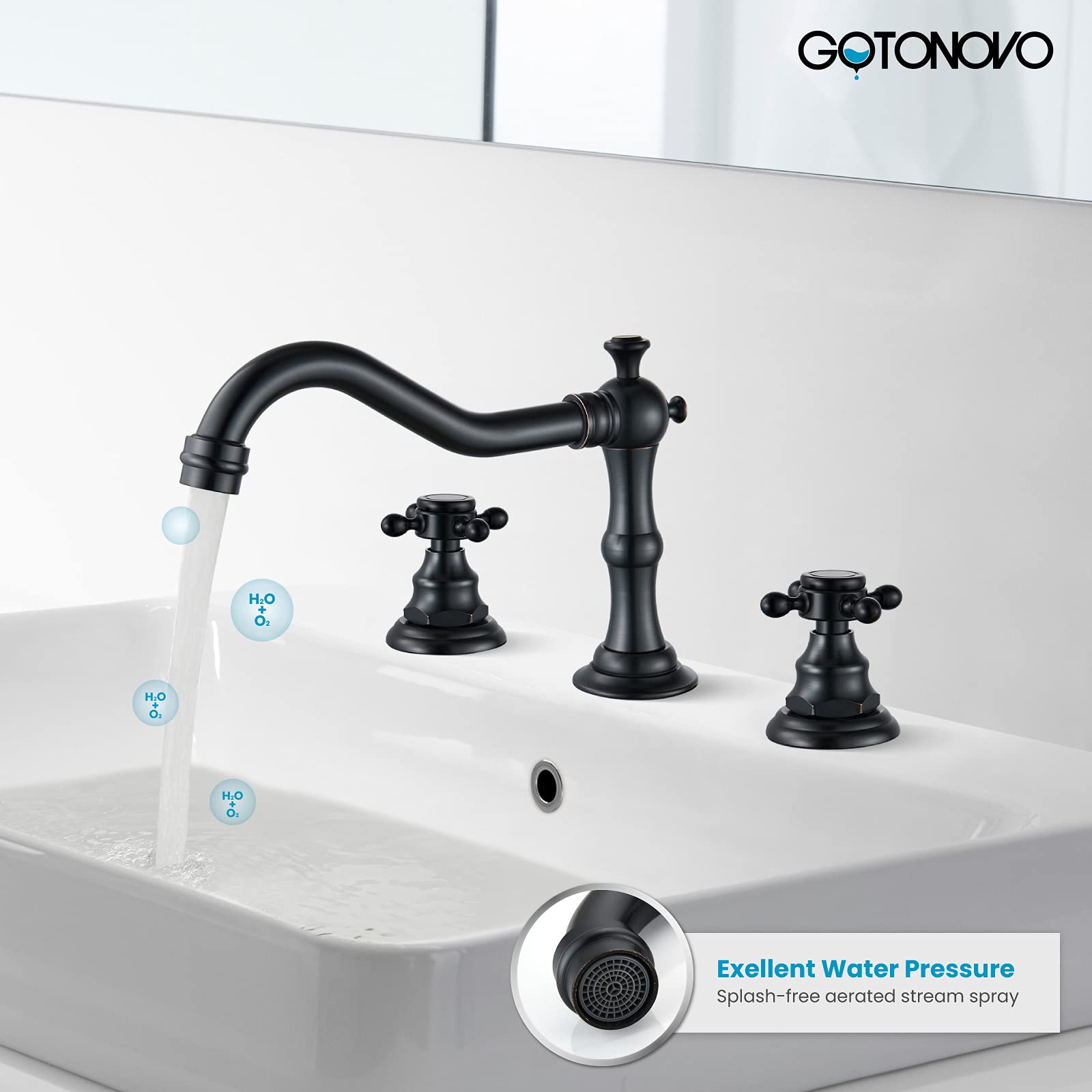 Oil Rubbed Bronze Luxury Shower Faucet with Rain Mixer & Matching Widespread 3-Hole Bathroom Sink Faucet - Deck Mounted for Modern Bathroom & Spa Experience