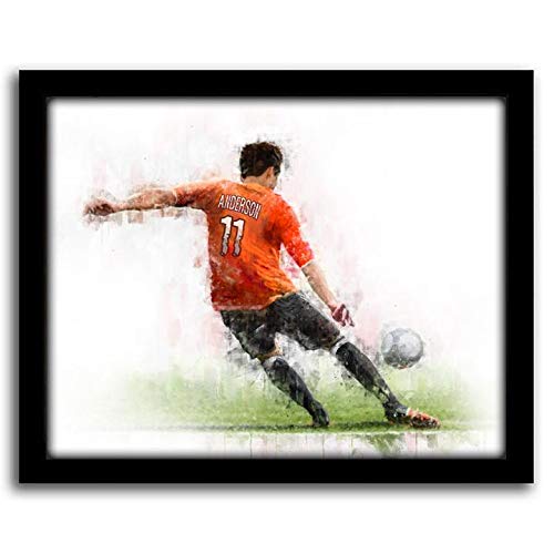 Personalized Men's & Boys' Soccer Sports Action Print - Custom Framed Canvas Gift for Soccer Players (20x25 inches) - Perfect for Bedroom, Office & Game Room Decor