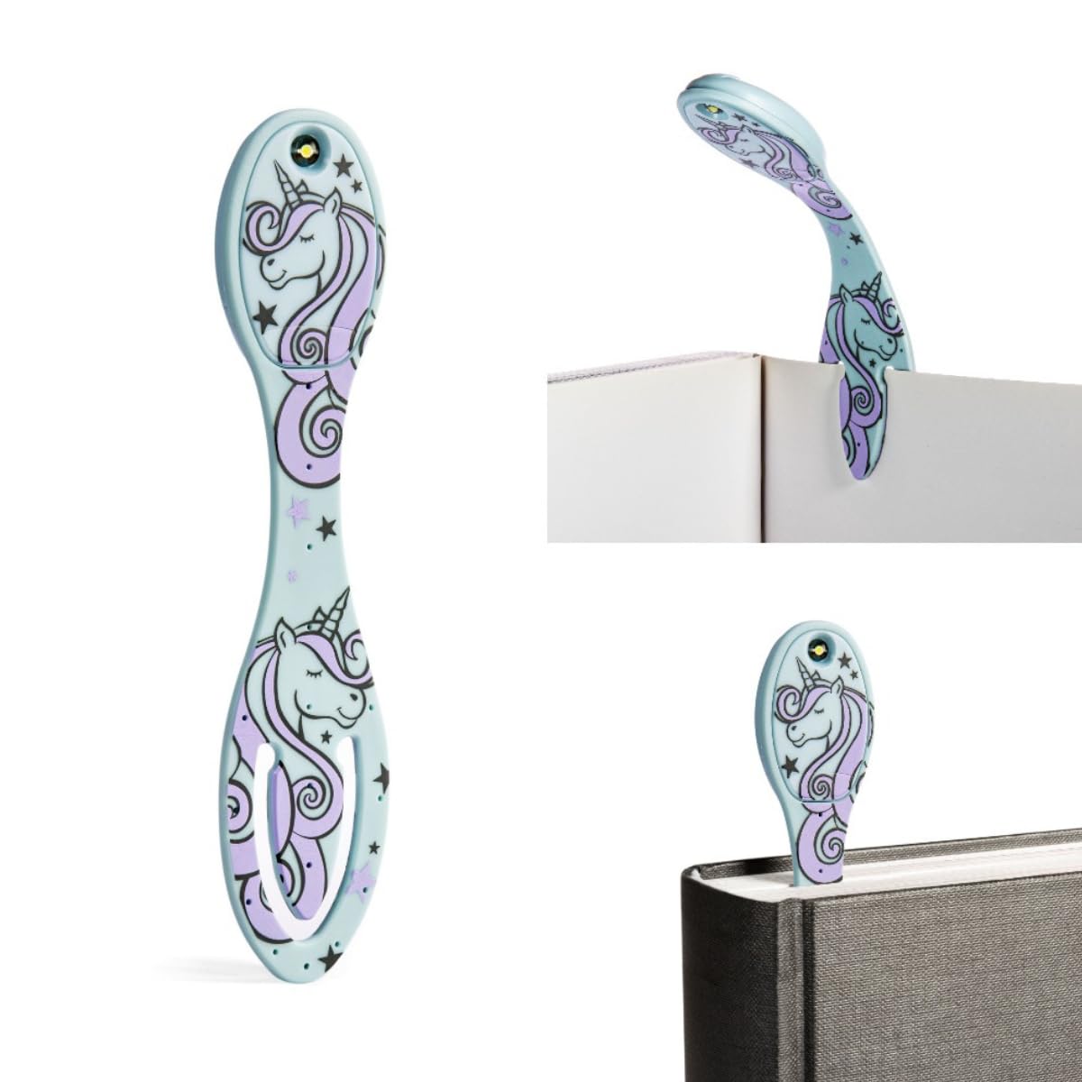 Flexilight 2-in-1 LED Book Light & Bookmark - Adjustable Clip-On Reading Lamp for Kids & Adults - Perfect for Bedtime Reading, Travel, and Study - Ideal Gift for Book Lovers (Unicorn Design)