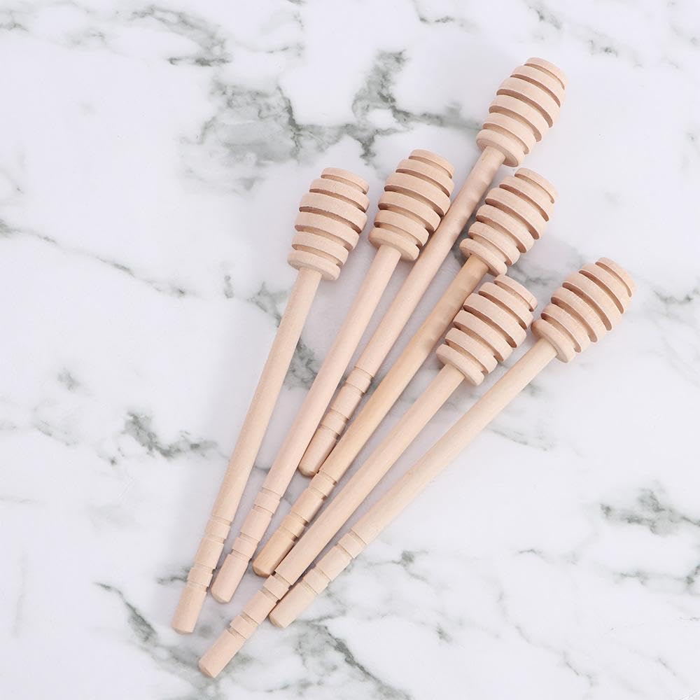12pcs Wooden Honey Dipper Sticks - 6.3 Inch Natural Honey Stirring Sticks with Honeycomb Handle - Perfect for Coffee, Tea, Milk & Cocktail Mixing - Great for Home, Cafe & Party Use
