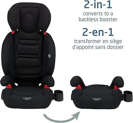 RodiSport 2-in-1 Booster Car Seat for Kids - Certified Safe & Comfortable - Authentic Black - Perfect for Travel & Everyday Use