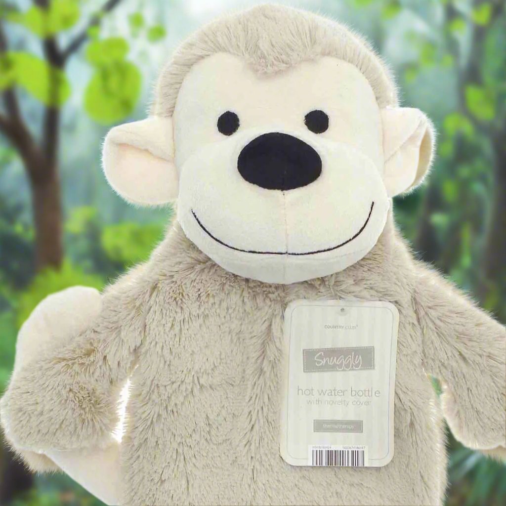1L Monkey Novelty Hot Water Bottle - Cute & Comfortable Warm Water Bag for Pain Relief, Cold Weather & Cozy Nights
