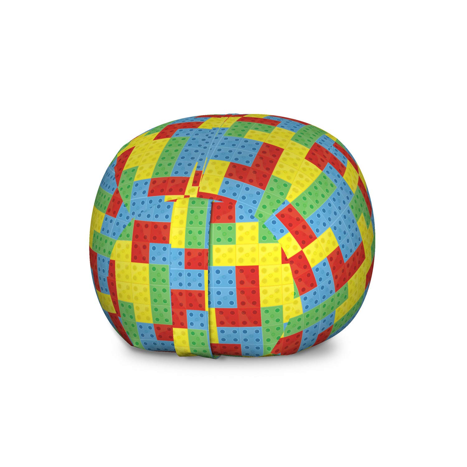 Ambesonne Building Blocks Storage Toy Bag Chair - Colorful Dotted Cubes Pattern, Washable Stuffed Animal Organizer, Large Multicolor Kids Furniture for Playroom & Bedroom Organization