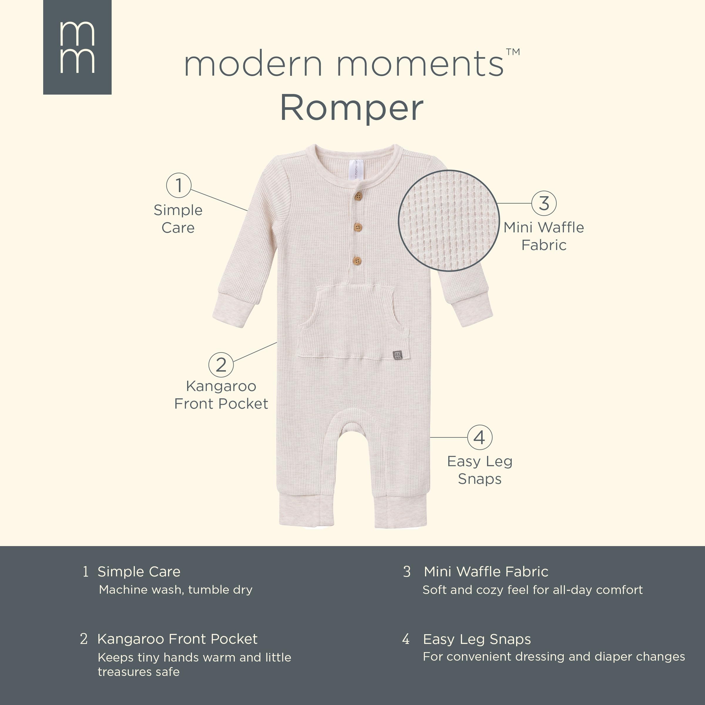Gerber Baby Mini-Waffle Romper - Soft Cotton One-Piece Outfit for Newborns & Infants | Perfect for Playtime, Photo Shoots & Everyday Wear
